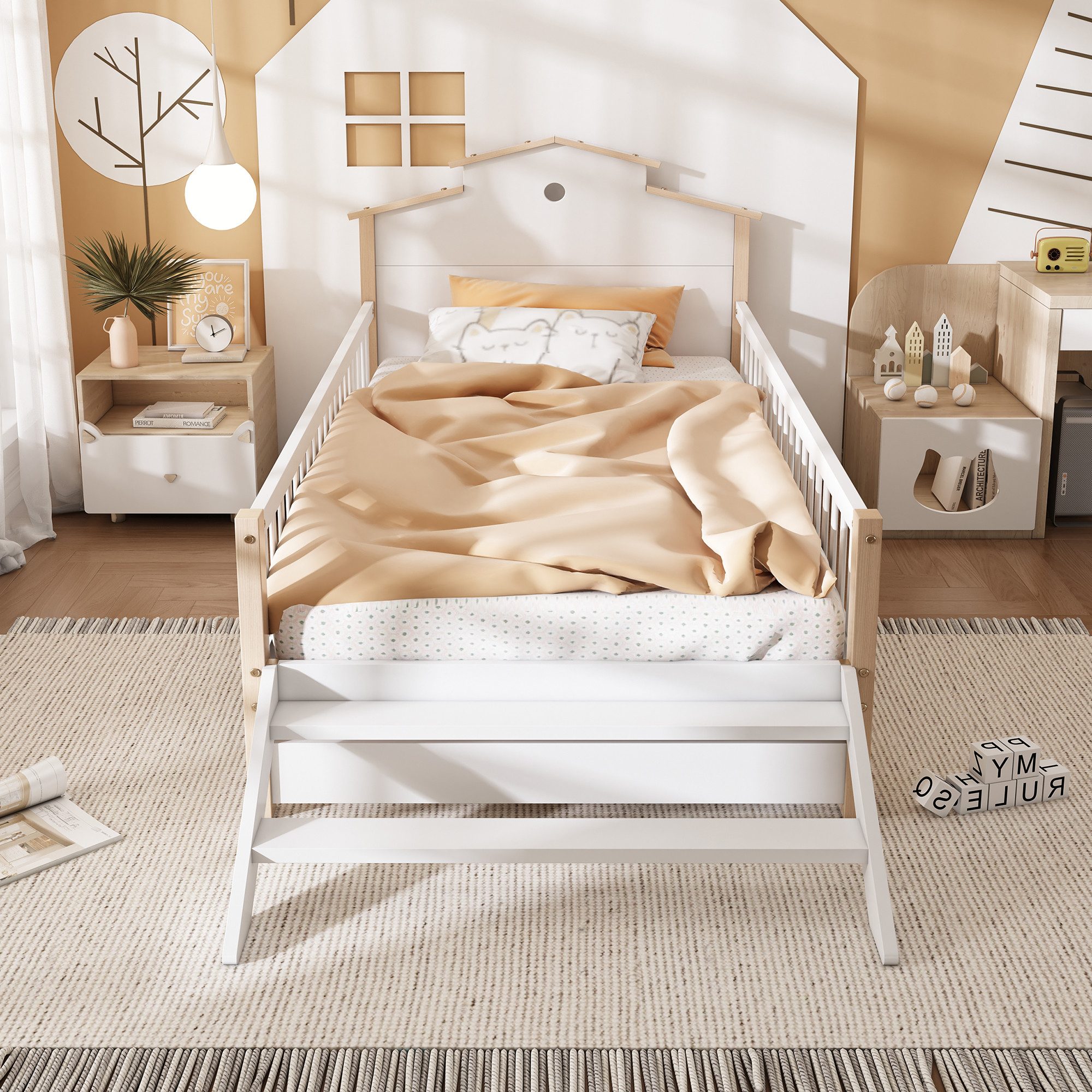 Flieks Kinderbett, Holzbett Einzelbett 90x200cm mit günstig online kaufen