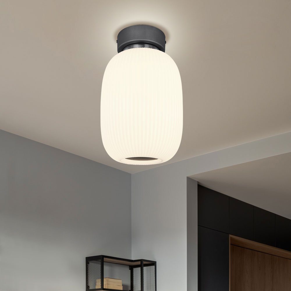 GLOBO LIGHTING LED Deckenleuchte, LED-Leuchtmittel fest verbaut, Warmweiß, LED Deckenlampe Wohnzimmerleuchte Metall Glas graphit 3000K H 32,5 cm