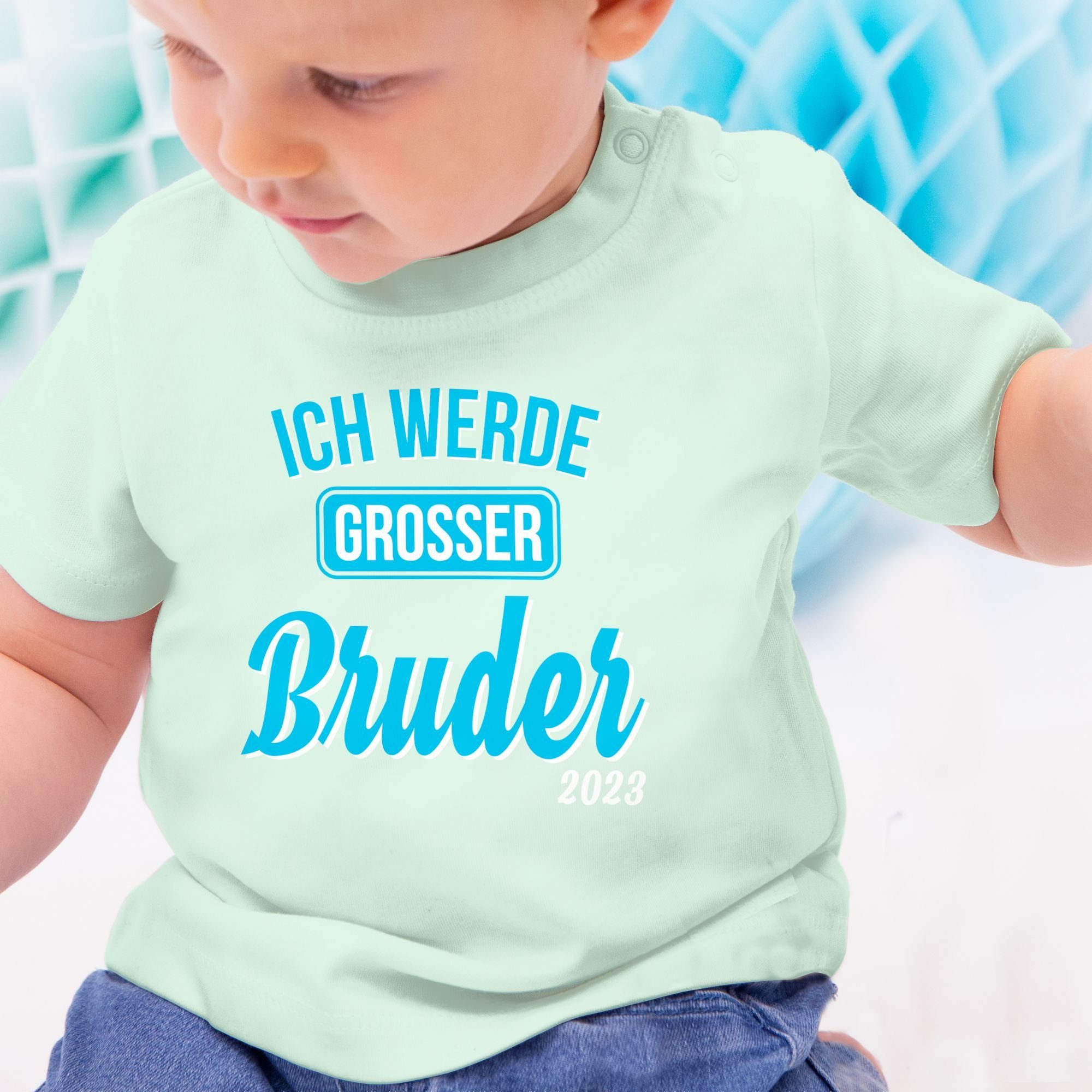 2 werde T-Shirt großer Mintgrün Großer 2023 Bruder Bruder Shirtracer Ich