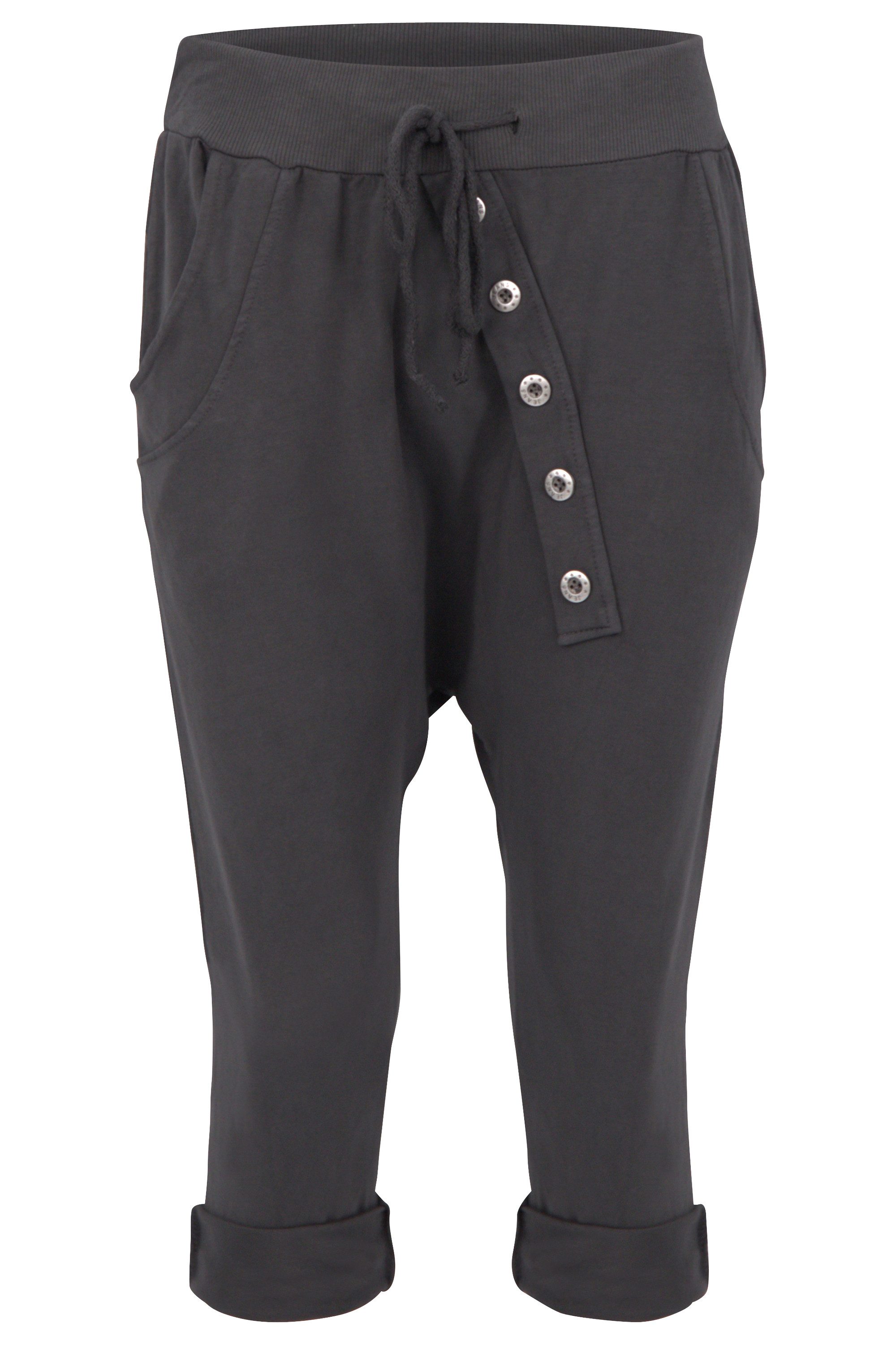 Sweathose malito Damen kurze Hose mit Knopfleiste, Chino Hose in Unifarben
