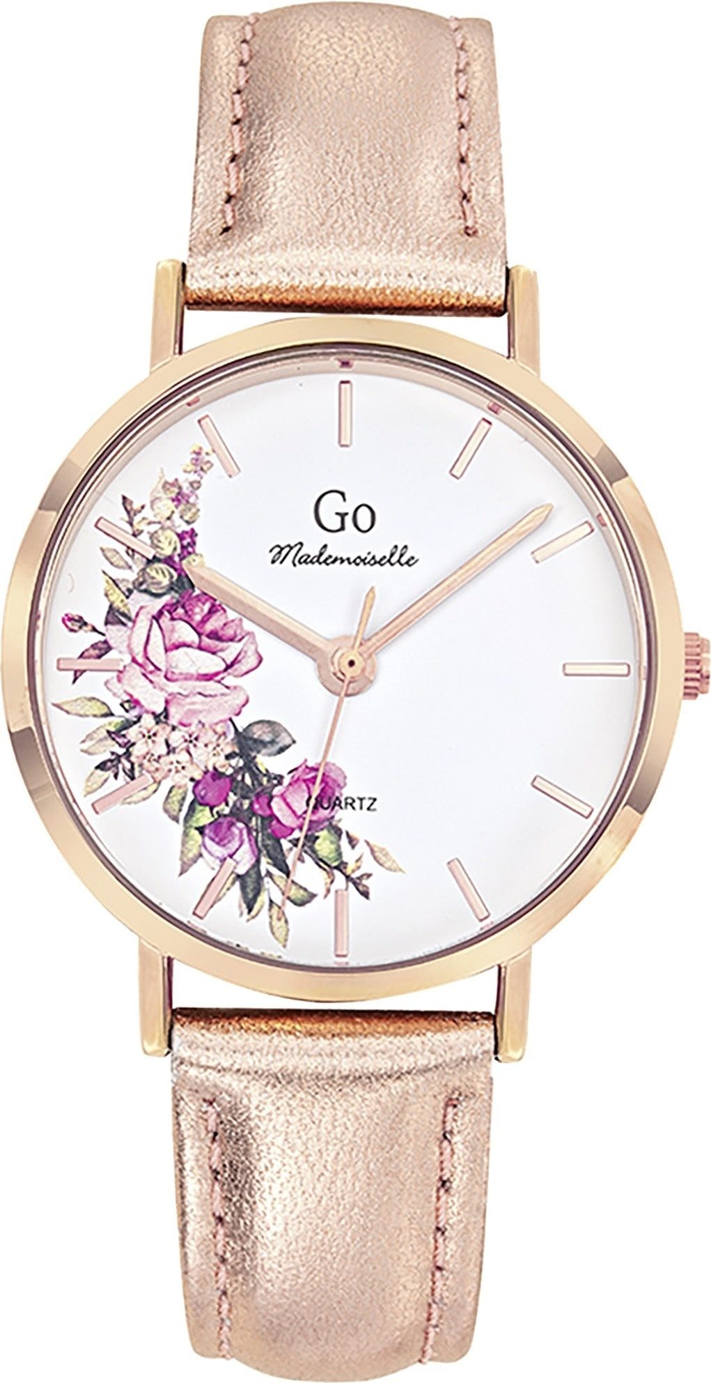 Girl Only Quarzuhr Girl Only GO Damen Armbanduhr, (Analoguhr), Damenuhr GO rosegold, mittel (ca. 34mm) Lederarmband, Fashion-Style