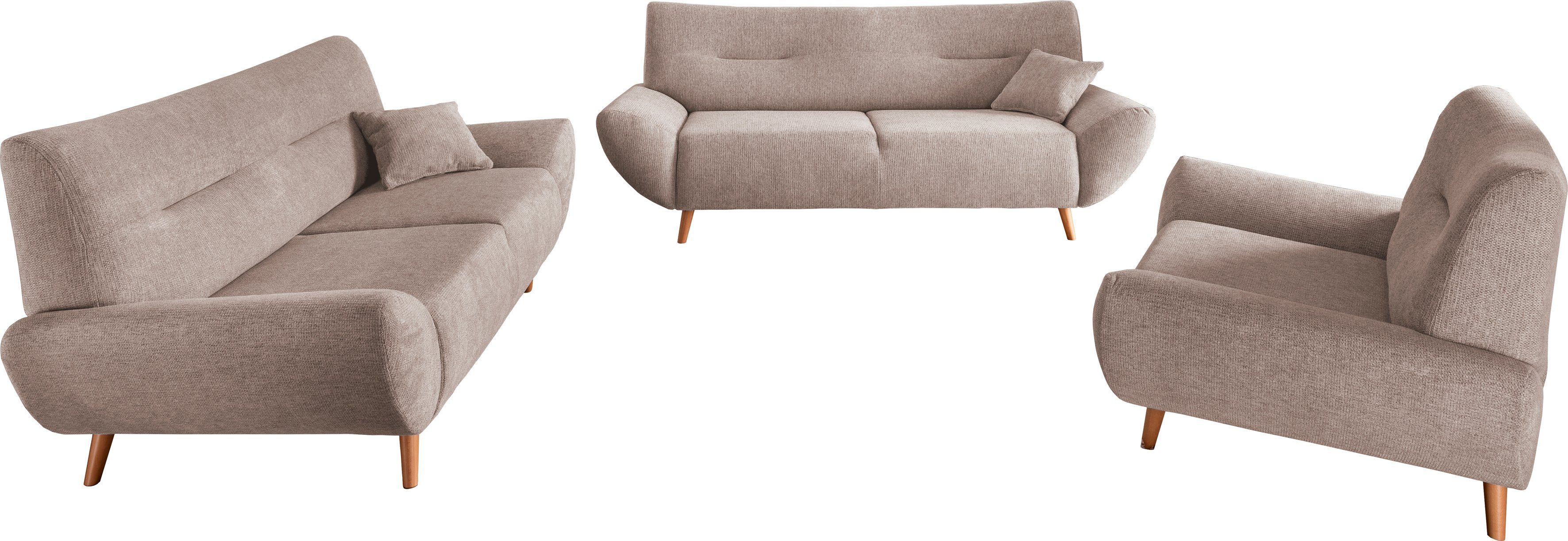 Home affaire Polstergarnitur Drago Set 3-2-1, elegant & zeitlos, komfortabel, moderne Formensprache, (Set, 3-tlg., 3-Sitzer, 2-Sitzer und Sessel), Set 3-2-1, be – Bild 2 von 5