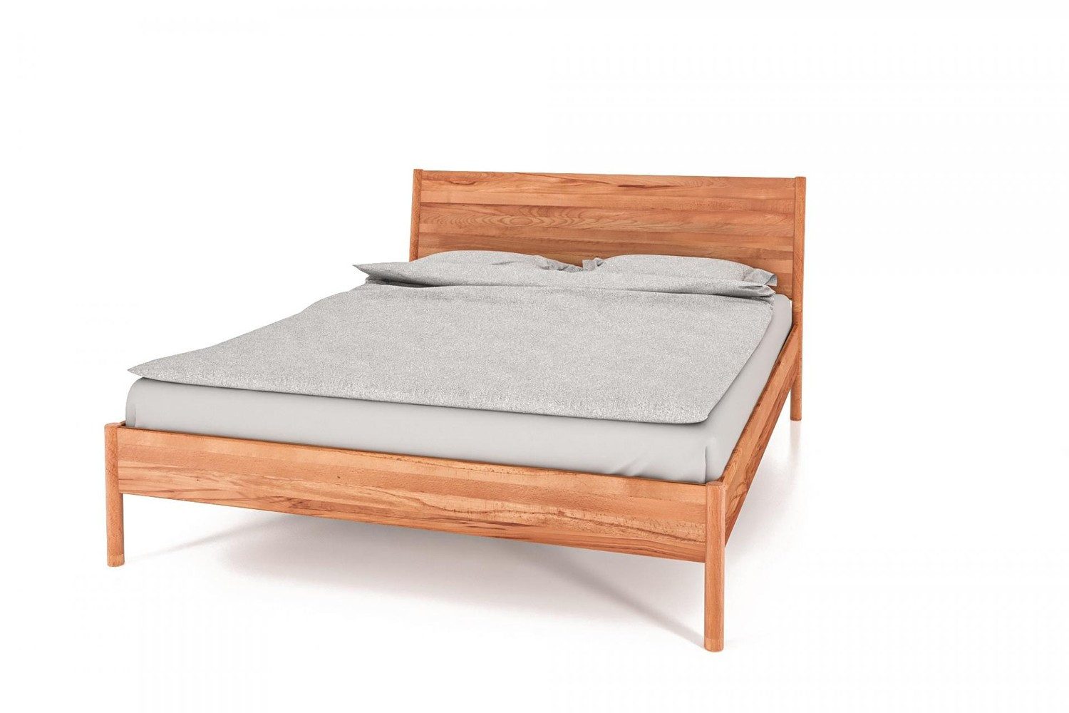 Einzelbett Bett Zola 1 Kernbuche massiv 100x190 mit Holzkopfteil und Holzbeinen