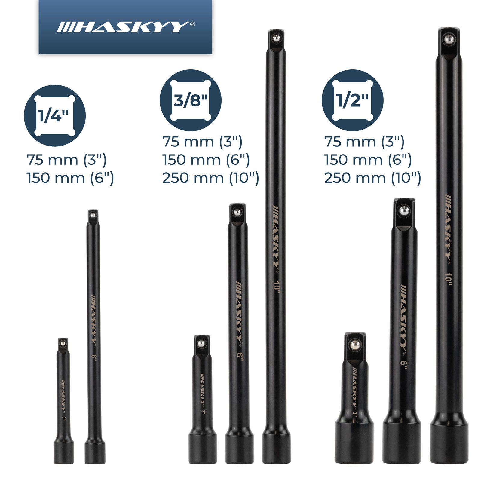 HASKYY Steckschlüssel Steckschlüssel Verlängerung 1/4 3/8 1/2 Zoll Kipp Adapter Kardangelenk