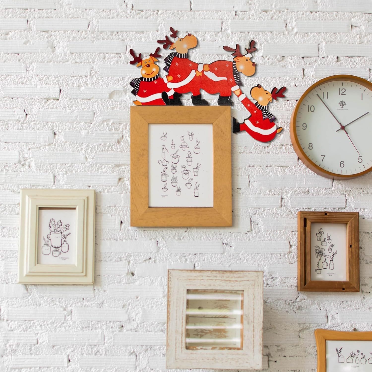 Coonoor Weihnachtsmann Weihnachtsdekorationen Home Decor Holz Rahmen Ecke Dekoration, für Wände Türen und Fenster Weihnachtsecktürrahmen Deko