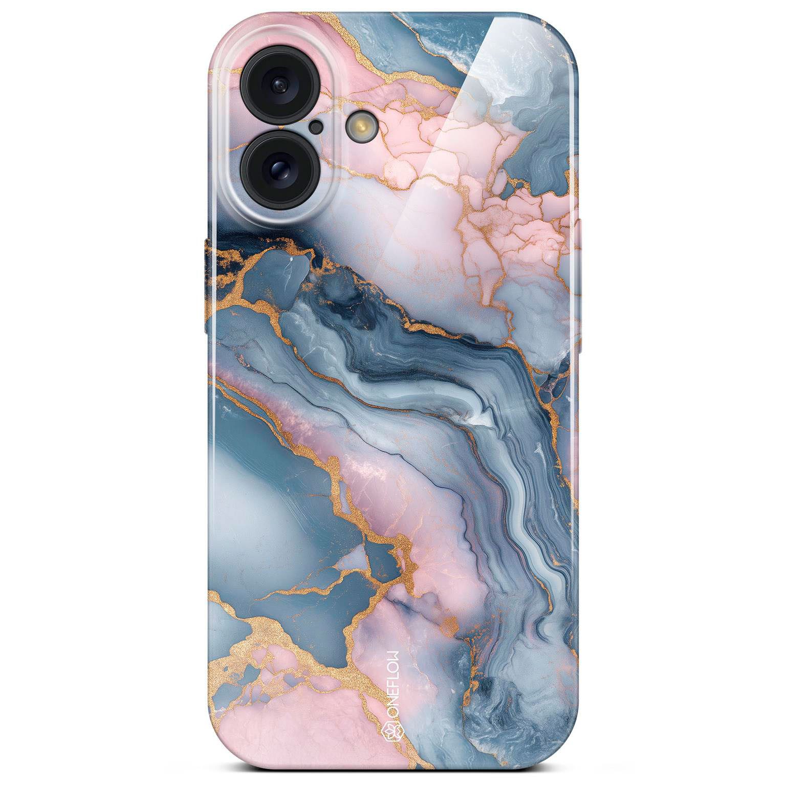 ONEFLOW Handyhülle für iPhone 16 Hülle Marmor Bliss Cover Rosa Grau 6,1 Zoll, Handy Schutz Backcover Handytasche Case Schutzhülle mit Kameraschutz