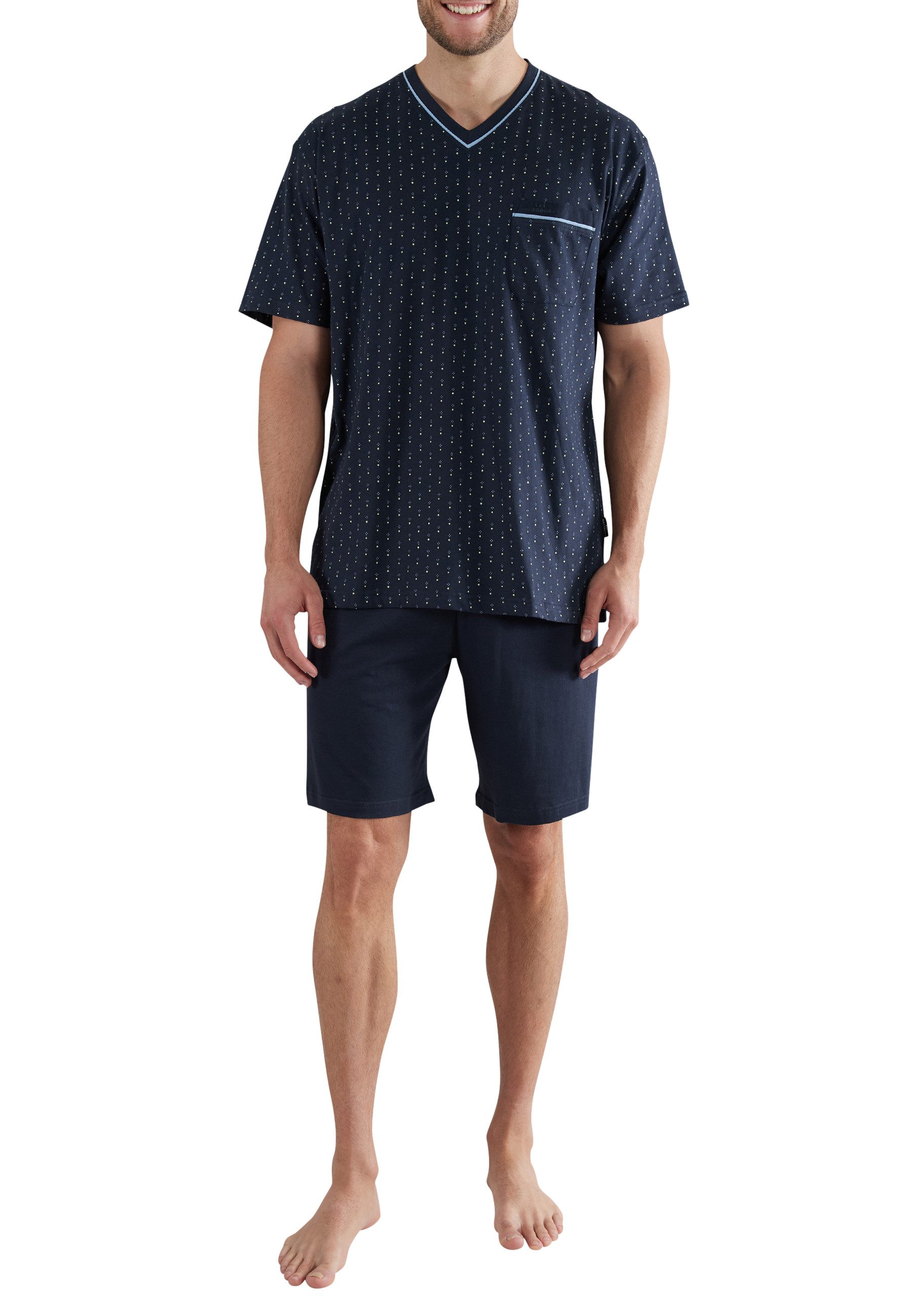 GÖTZBURG Shorty GÖTZBURG Herren Shorty blau bedruckt (1 tlg)