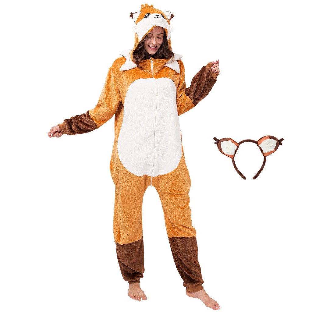 Corimori Partyanzug Erwachsenen Onesie Kostüm in den Größen 150-190cm, Jumpsuit, Pyjama, Fasching, Kigurumi, Tierkostüme, Fuchs "Faye"