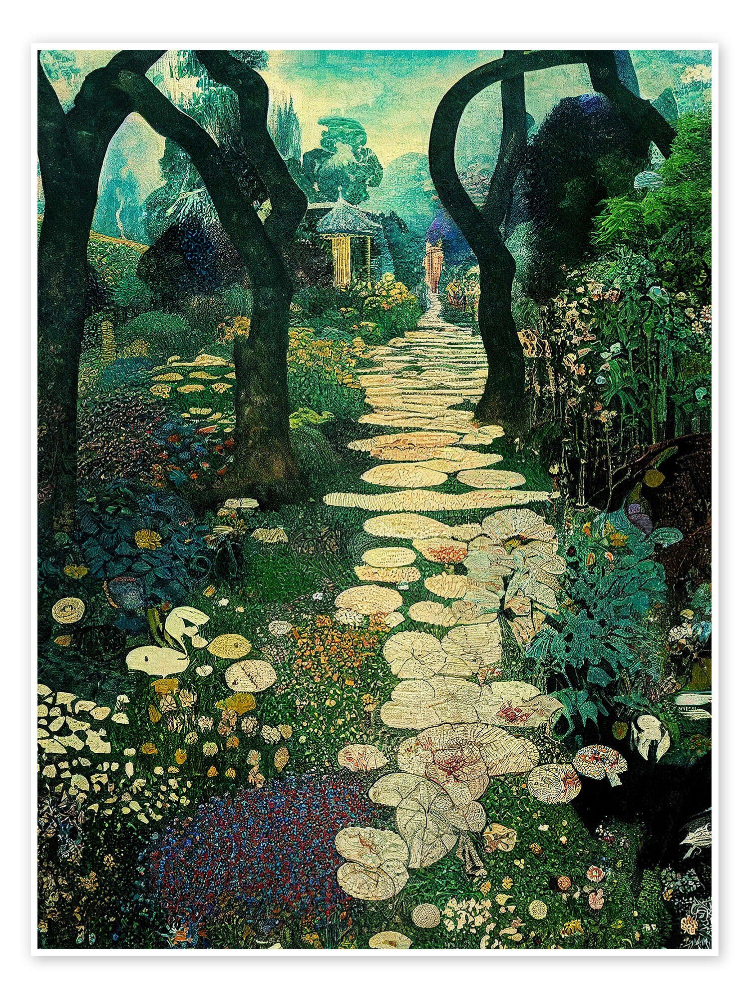 Posterlounge Poster Mariusz Flont, Weg durch einen magischen Garten, Flur Malerei