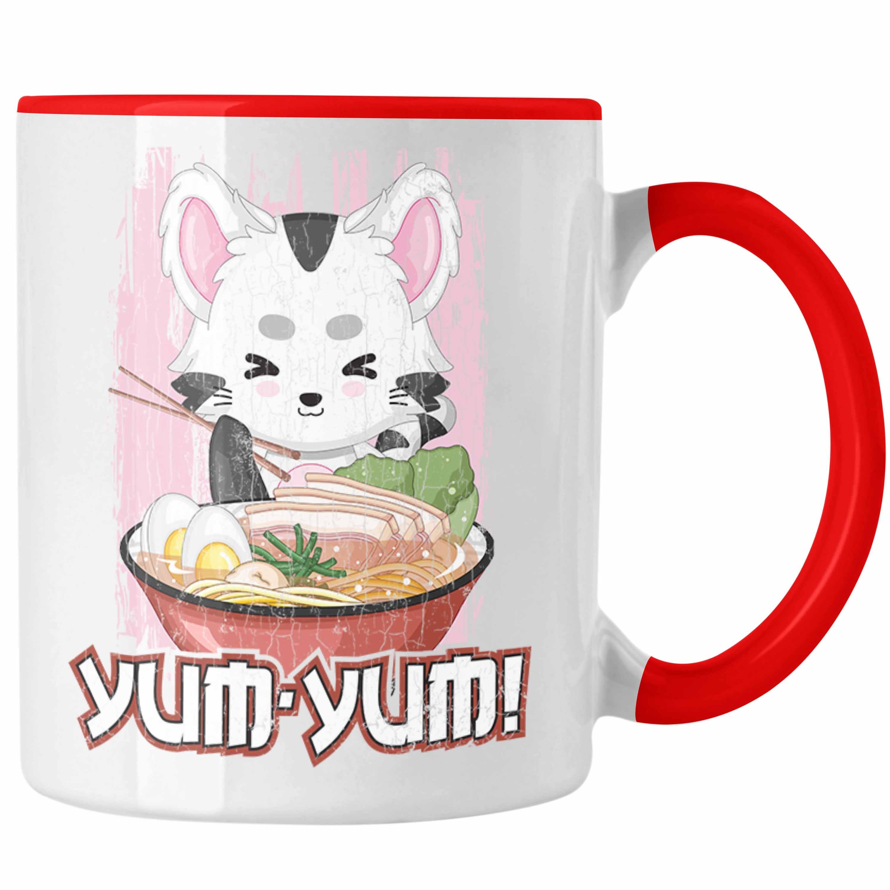 Anme - Fan Geschenk Deko Yum Spruch Geschenke Tasse Trendation Rot Anime Yum Tasse Kaffeetasse Trendation