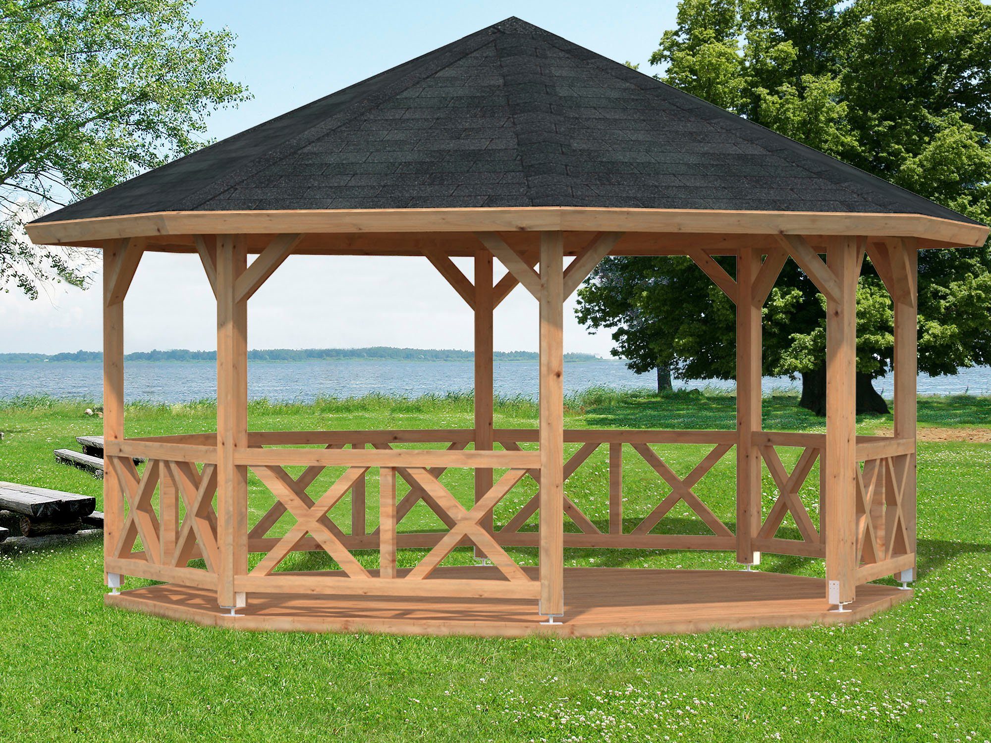 Palmako Holzpavillon Betty, BxT: 551x551 cm, hellbraun