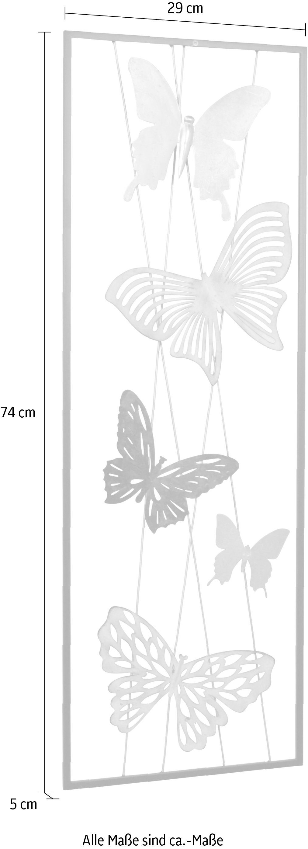 LIVING HOFMANN Schmetterlinge Wanddekoration Motiv MORE Wanddekoobjekt, aus AND Metall,