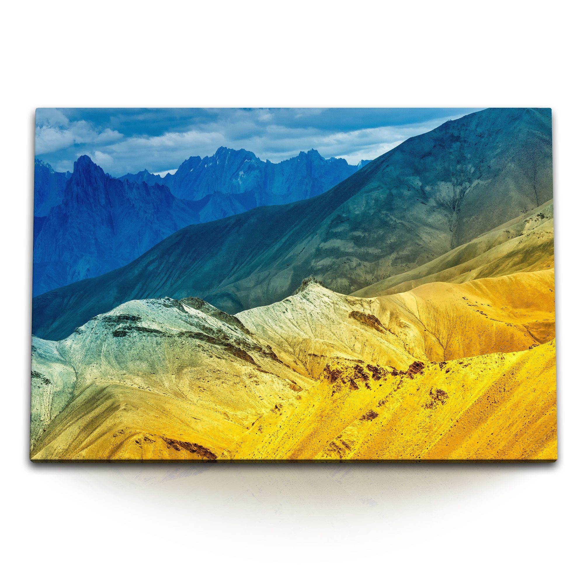 Leinwandbild 120x80cm Wandbild auf Leinwand Berge Gebirge Sonnenuntergang Blau Natu
