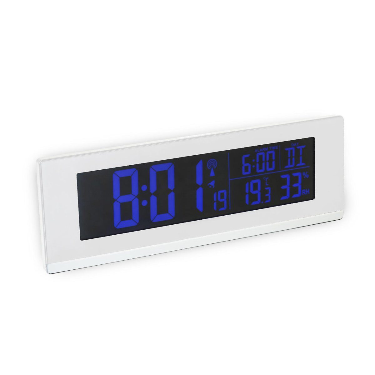 FACKELMANN Funkuhr Digitale Funkuhr – Wecker, Thermometer, Hygrometer, USB-Ladefunktion