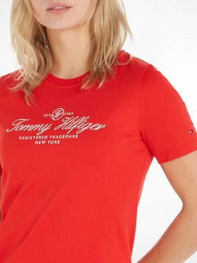 Tommy Hilfiger T-Shirt REG HILFIGER SCRIPT C-NK SS mit dezentem Markenlabel auf dem Ärmelabschluss