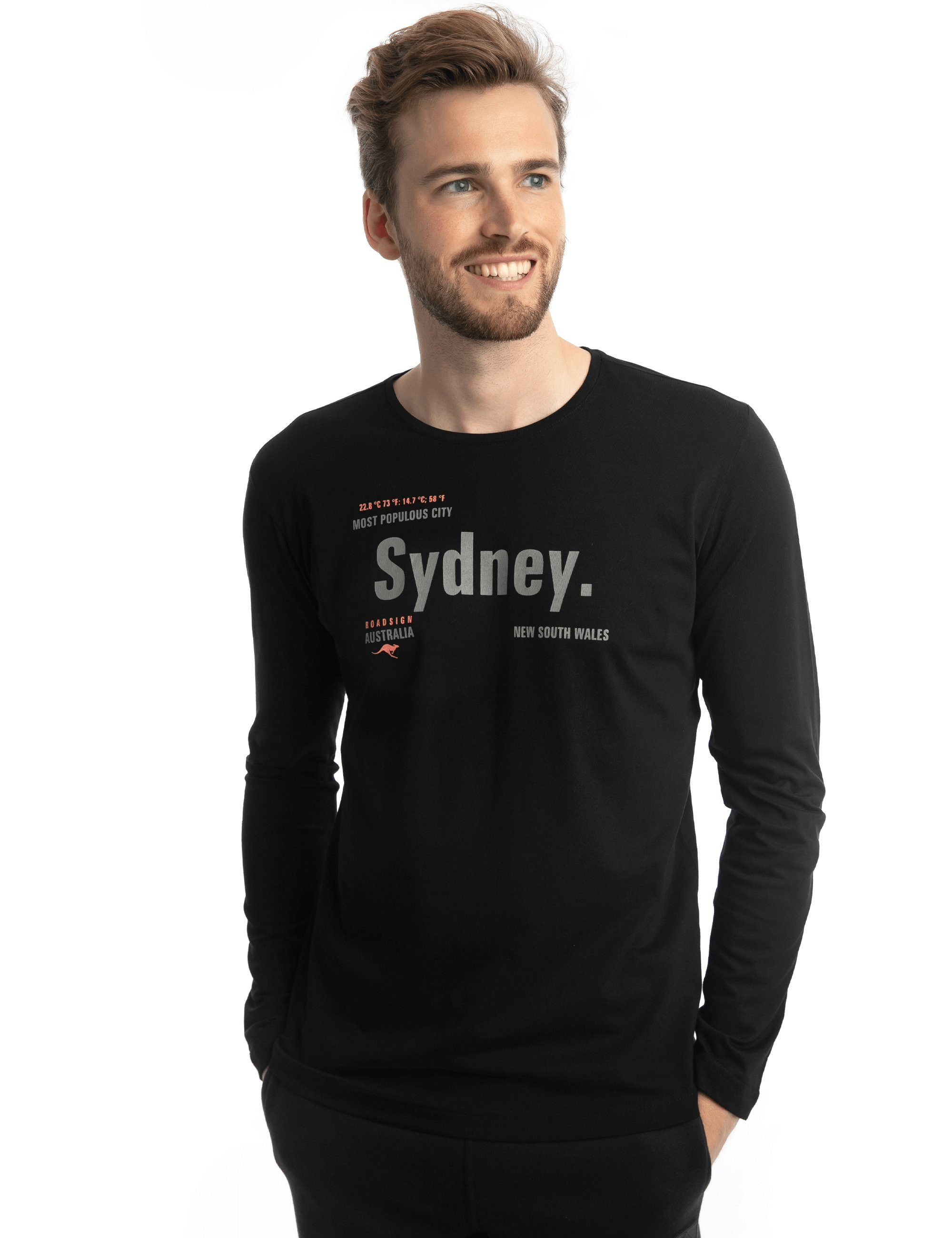 ROADSIGN australia Langarmshirt Wales (1, 1-tlg) mit Rundhalsausschnitt, Aufdruck "Sydney", 100% Baumwolle