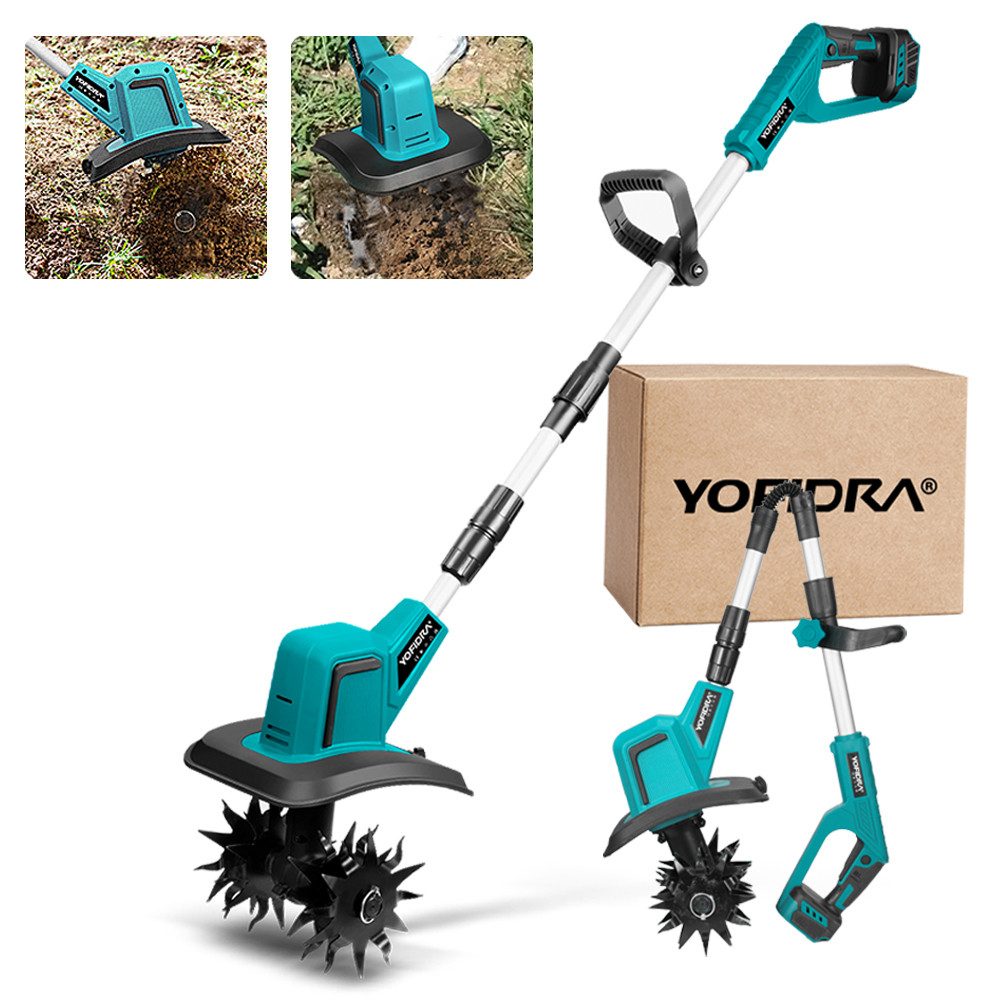 Yofidra Akku-Motorhacke 600 U/min Gartenhacke Bodenhacke, Bürstenloser Bodenhacke, 20 cm Arbeitsbreite, 1-St., ohne Akku, 20 cm Arbeitsbreite, für Auflockern, Bearbeiten und Kompostieren