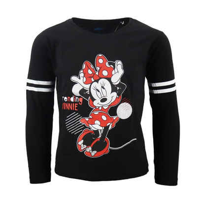 Disney Minnie Mouse Langarmshirt Minnie Maus Mädchen Kinder langarm Shirt Gr. 104 bis 134, 100% Baumwolle