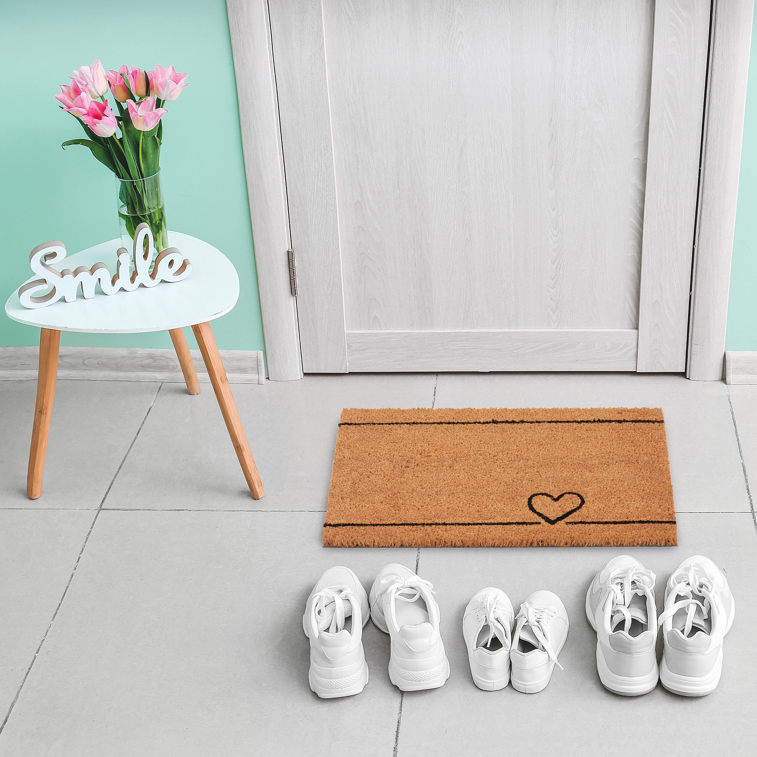 relaxdays Fußmatte Kokos Fußmatte Herz, rechteckig, Höhe: 15 mm günstig online kaufen