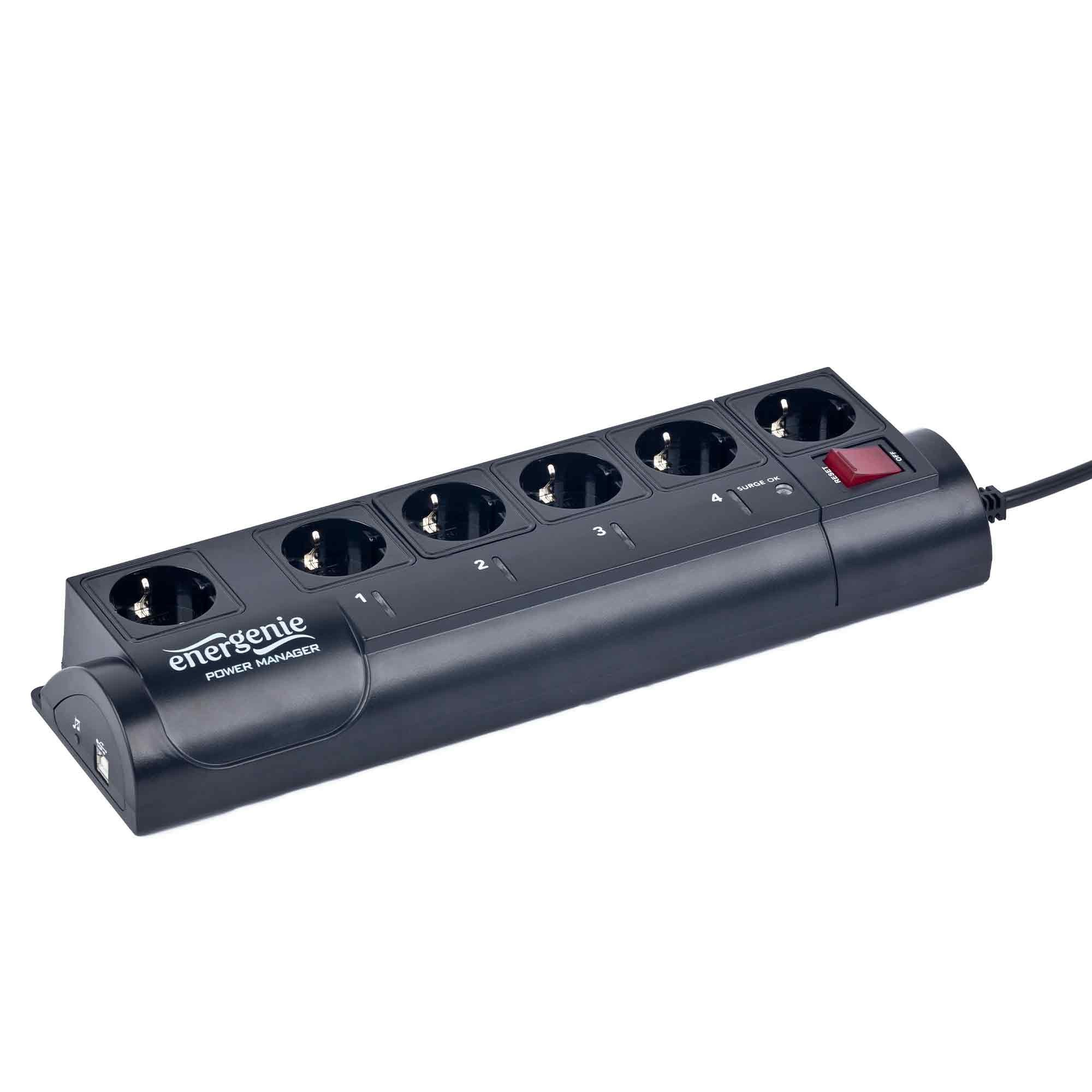 Gembird EG-PMS2 Steckdosenleiste 6-fach (Kontrollieren Sie alle Ihren elektrischen Geräte Zuhause oder im Büro), Die perfekte Lösung für Sicherheitssysteme