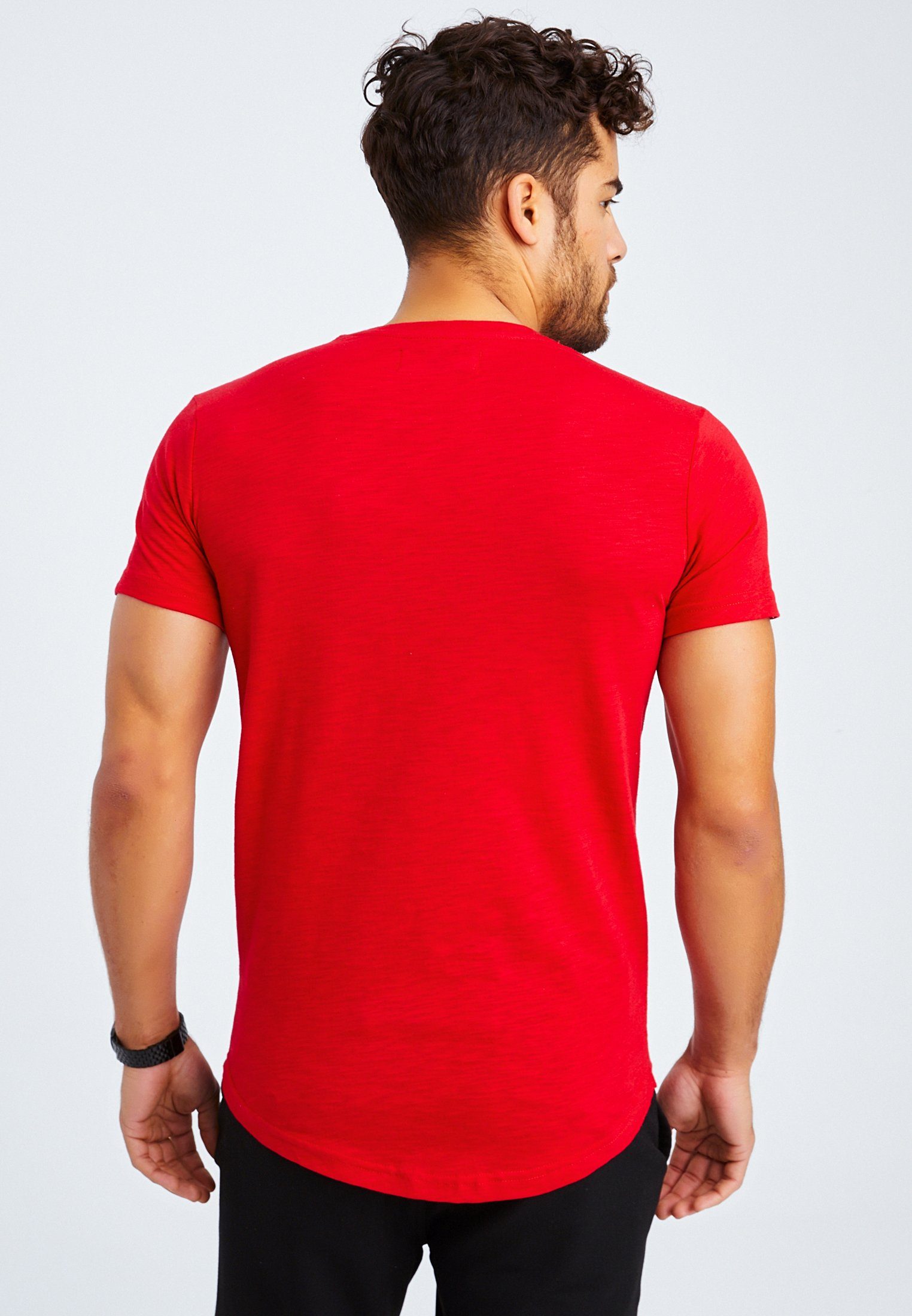 T-Shirt Herren Nelson T-Shirt Leif Rundhals LN-8331 rot