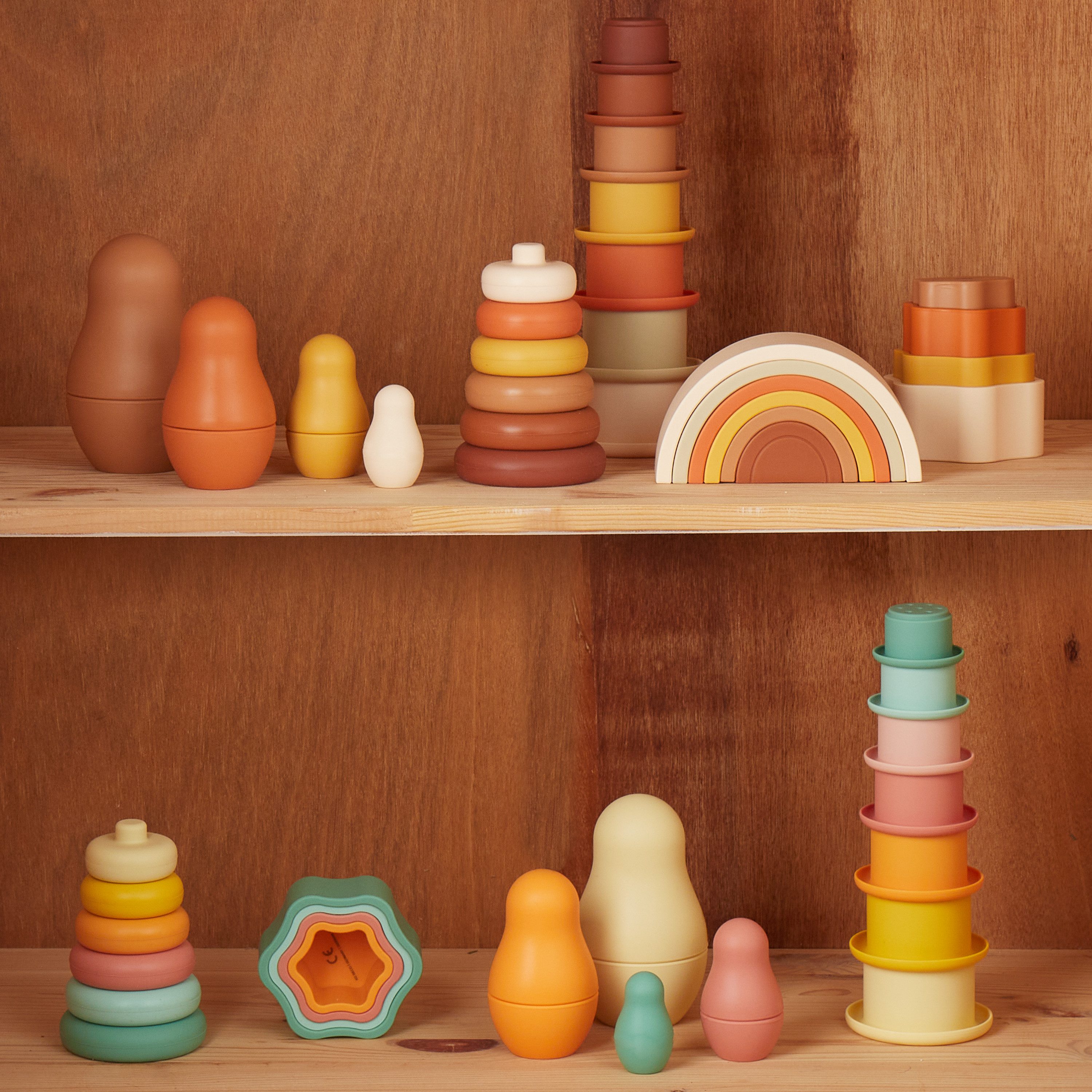 BIECO Stapelspielzeug Bieco Silikon Baby Stapelbecher Tropical Vibes