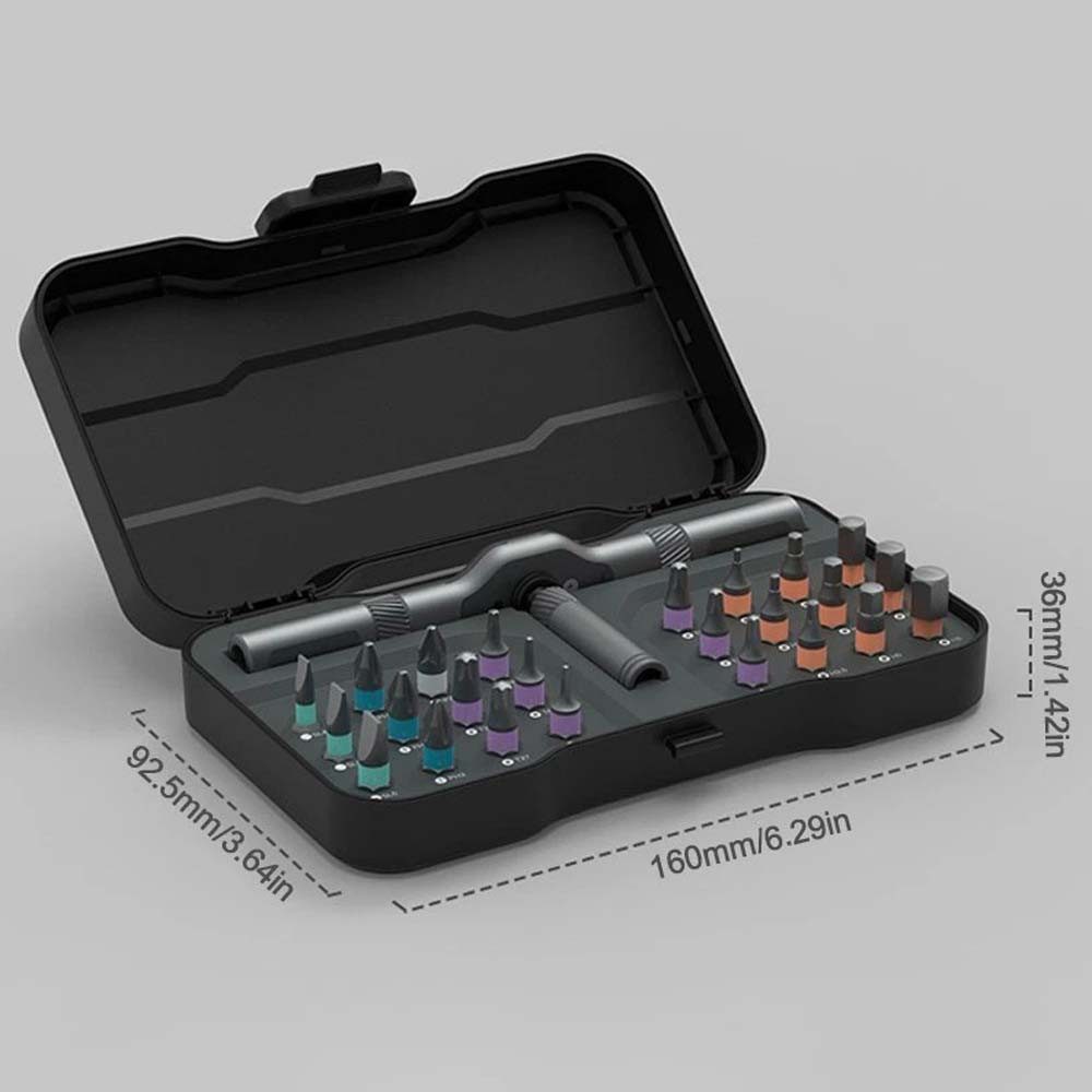 JOYOLEDER Bit-Set 24-in-1 Ratschenschraubendreher Set – Magnetic Screwdriver Set, mit S2-Bits, Abnehmbarer T-Ratschengriff, Feinmechaniker Werkzeug Satz, 24-St., für Möbel, Fahrrad, PC-Reparatur, Kompakt & Tragbar