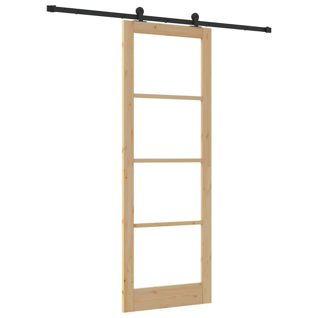 vidaXL Haustür Schiebetür ORKDAL Braun 83 x 232 cm Holz und Metall (1-St)