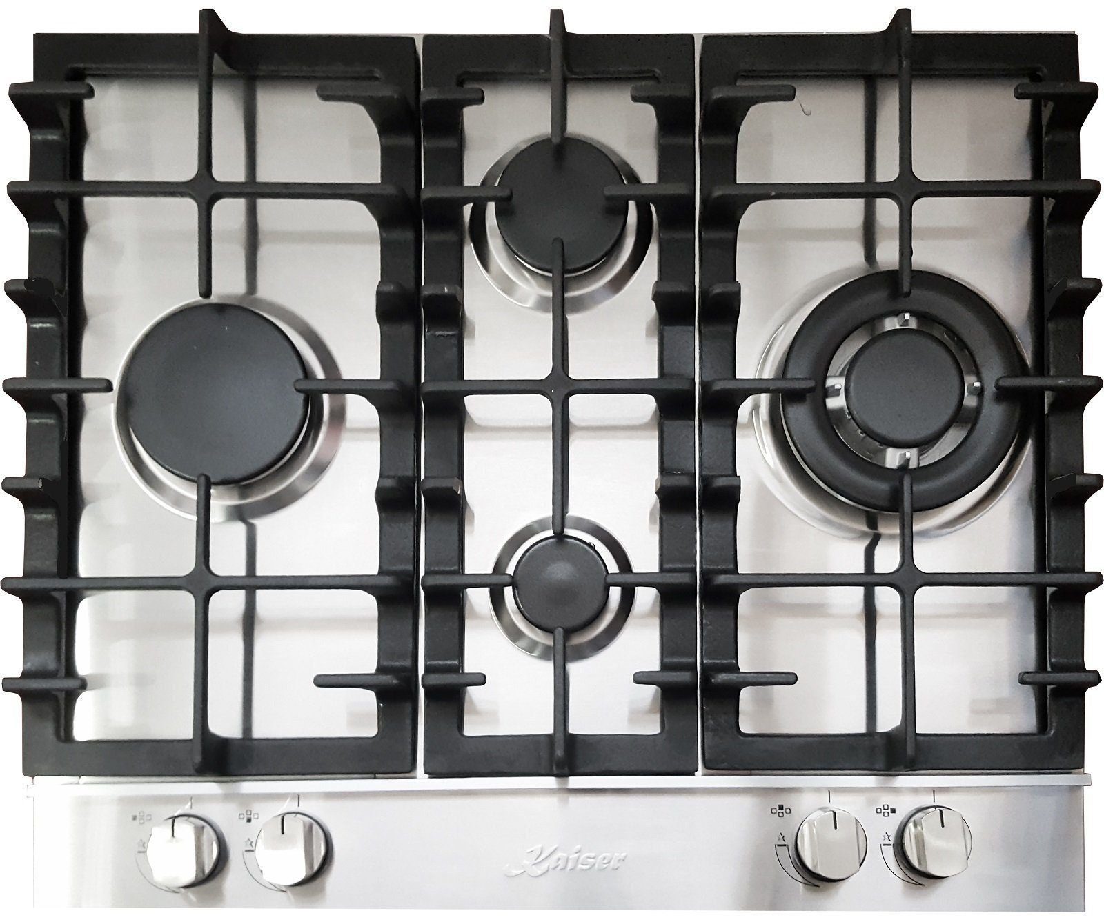 Kaiser Küchengeräte Gas-Kochfeld 60 cm, Edelstahl Einbau Herd 3,8 kW WOK, Gaskochfeld KG 6364 60 cm, Edelstahl Einbau Herd 3,8 kW WOK