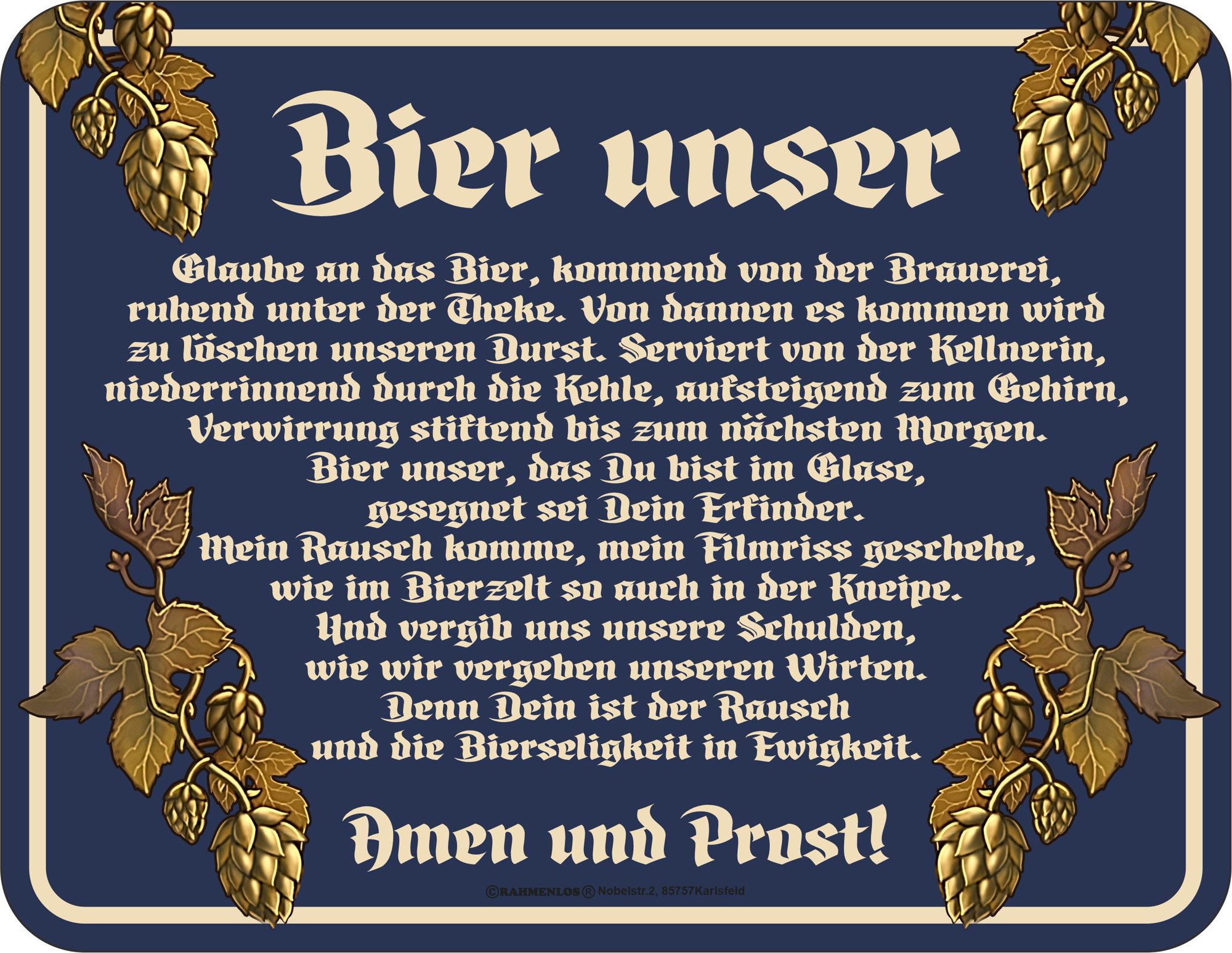 Metallschild Bier - Fun-Schilder - Bier unser günstig online kaufen