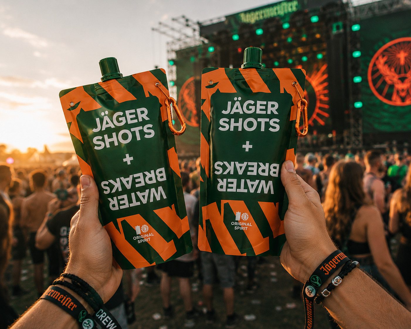 Jägermeister Trinkbeutel Jägermeister Festival Trinkbeutel 2er Set - Faltbare Wasserbeutel mi