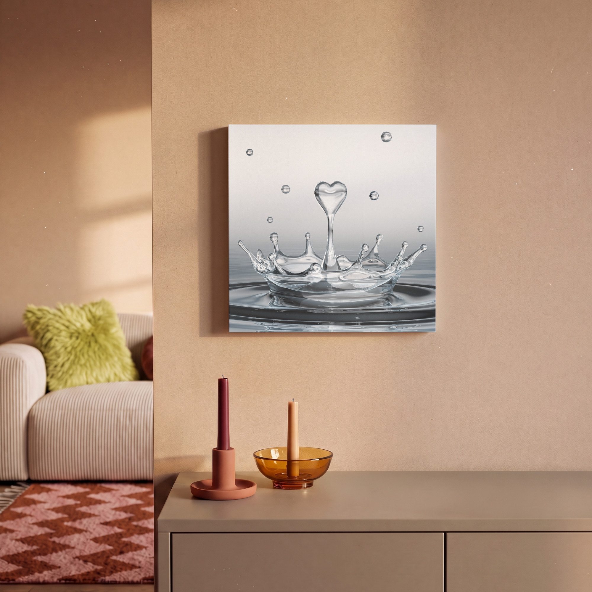 OneMillionCanvasses® Leinwandbild Abstrakt - Modern - Wasser - Herz, Fotodruck (1 St), Wandbild, Deko Schlafzimmer Wohnzimmer Flur 20x20 cm – Bild 2 von 5