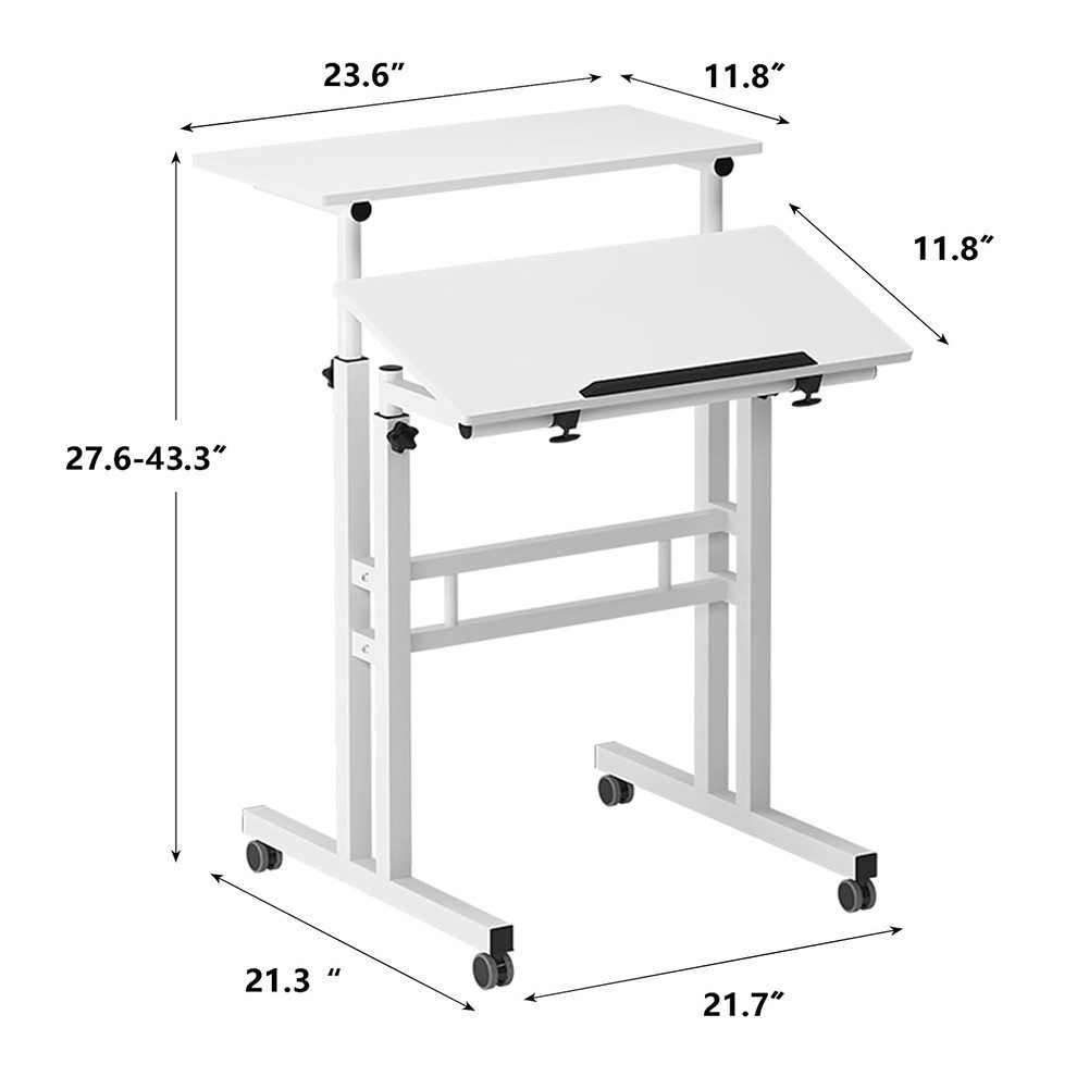 GarveeMore Schreibtisch Höhenverstellbarer mobiler Stehschreibtisch mit Rol günstig online kaufen