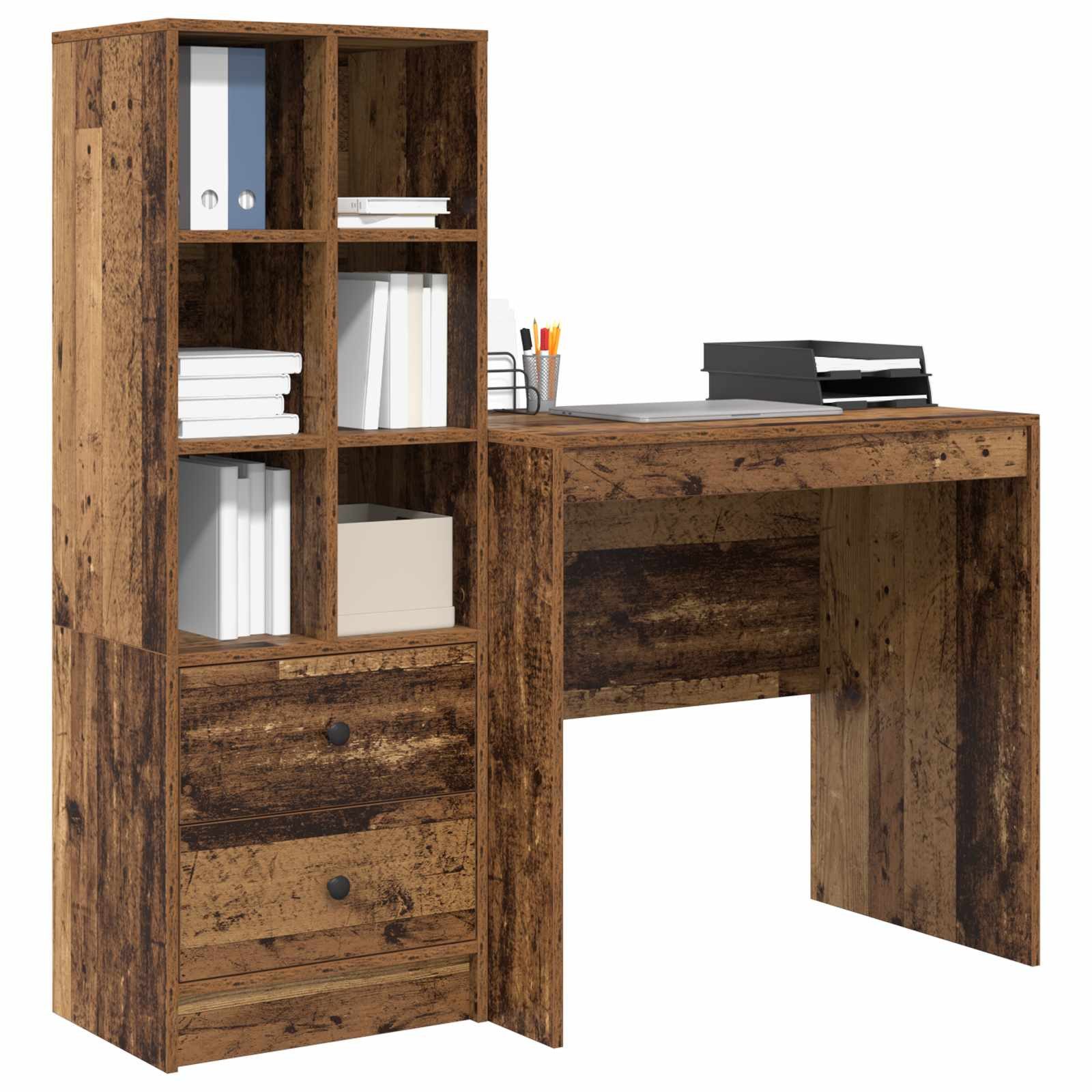 vidaXL Schreibtisch Schreibtisch Altholz 125,5 x 50 x 127 cm 2 stk. (2-St)