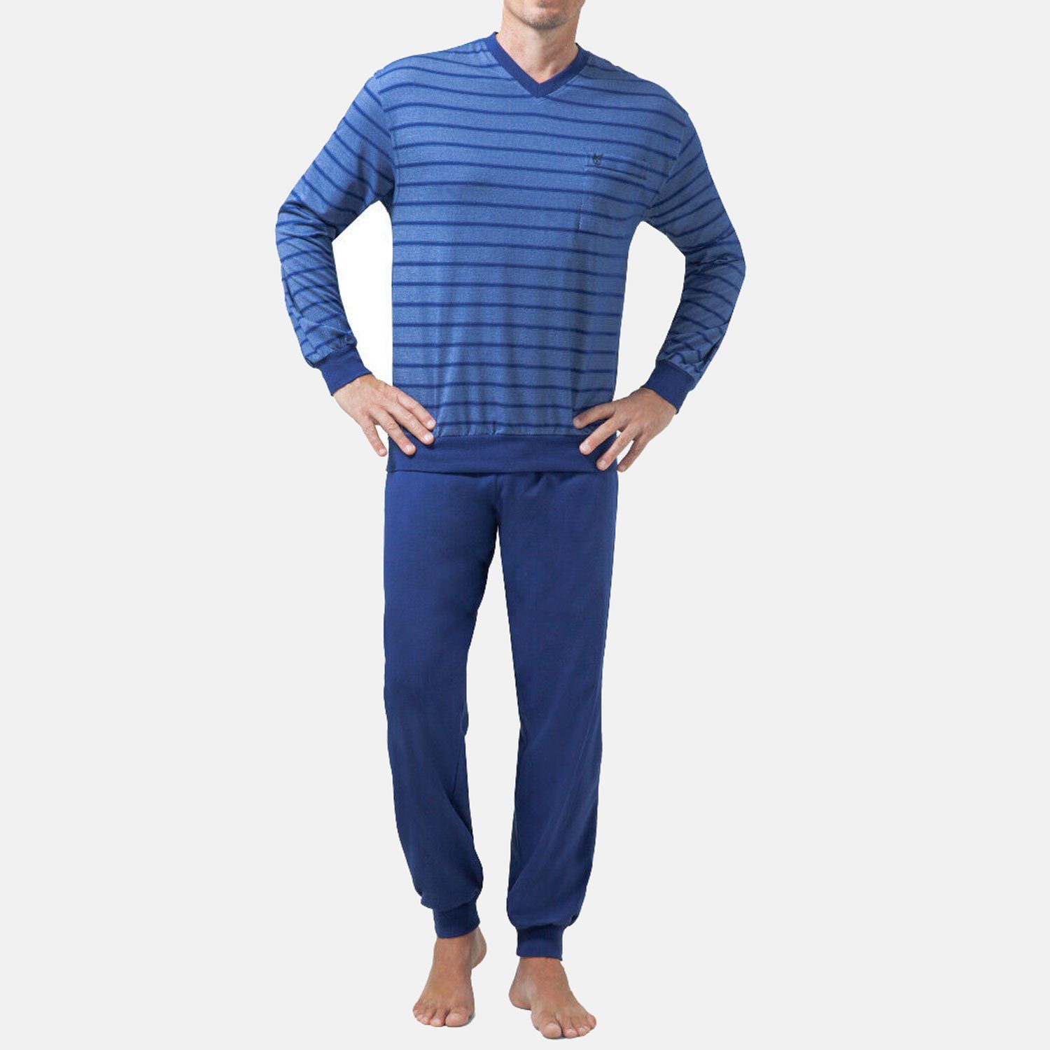 Hajo Pyjama Klima light (2 tlg) kuschelweich, mit Bündchen an Armen und Saum