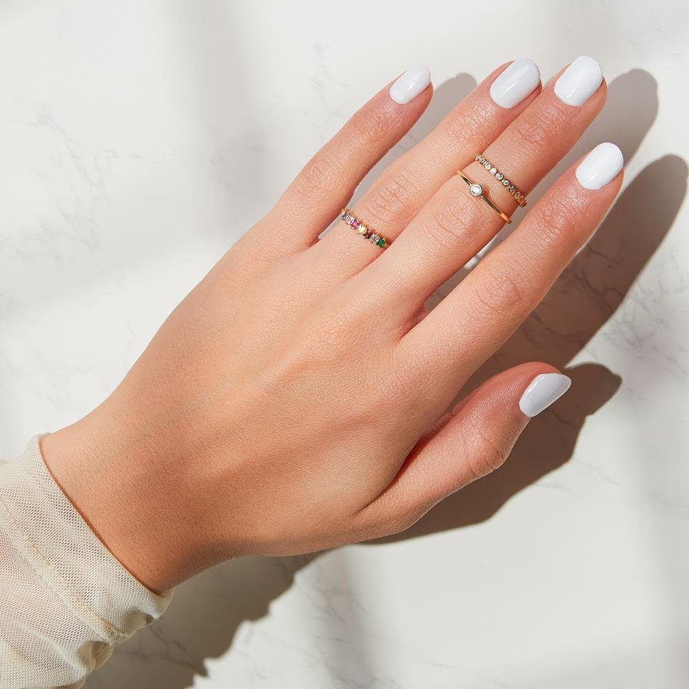 Unique Silberring Funkelnder Silberring vergoldet mit Zirkonia SR0312 (52)