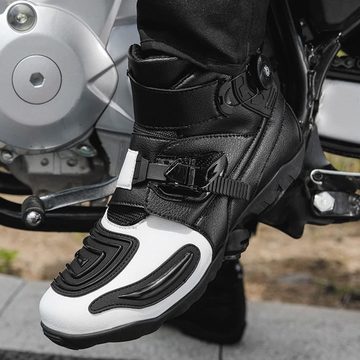 UE Stock Motorradschuhe Motorradstiefel Knöchelhohe Gr. 48 Schwarz Weiß Motorradstiefel Sicherheit und Schutz