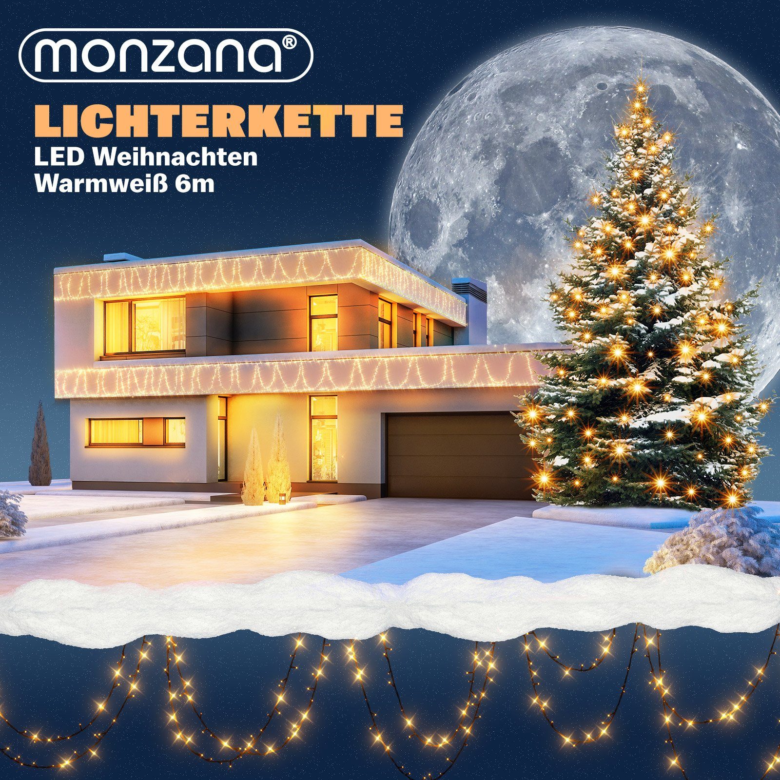 Deuba Lichterkette, 100 LED Außen Timer 8 Leuchtmodi IP44 Dimmbar Batterie