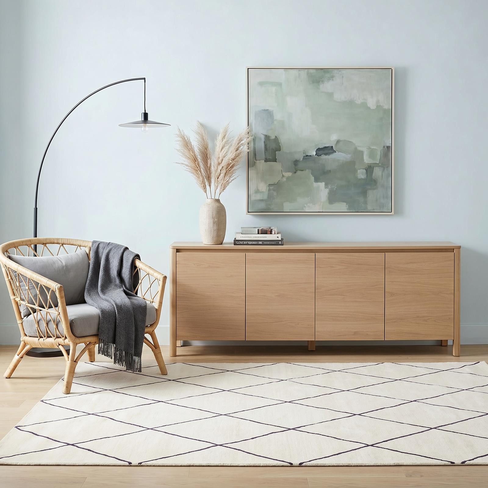 IDIMEX Teppich RHOMB, Wohnzimmerteppich 160x230cm waschbar mit Linien-Design Rauten creme