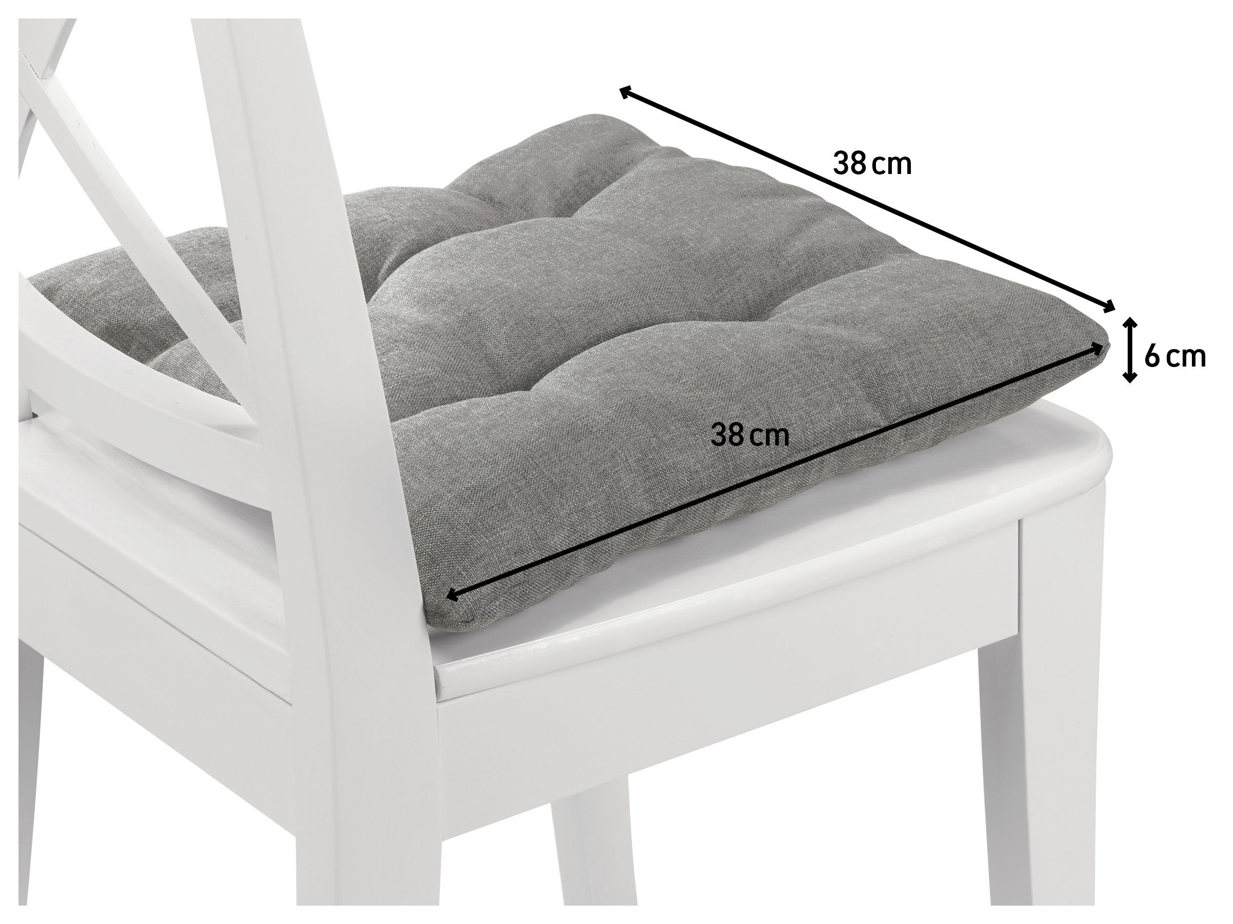 für cm Bänke, 38x38x6 XDREAM robuste und Sitzkissen für Stuhlkissen und & Set outdoor, indoor Polsterauflage (2er 4er) Hellgrau Stühle