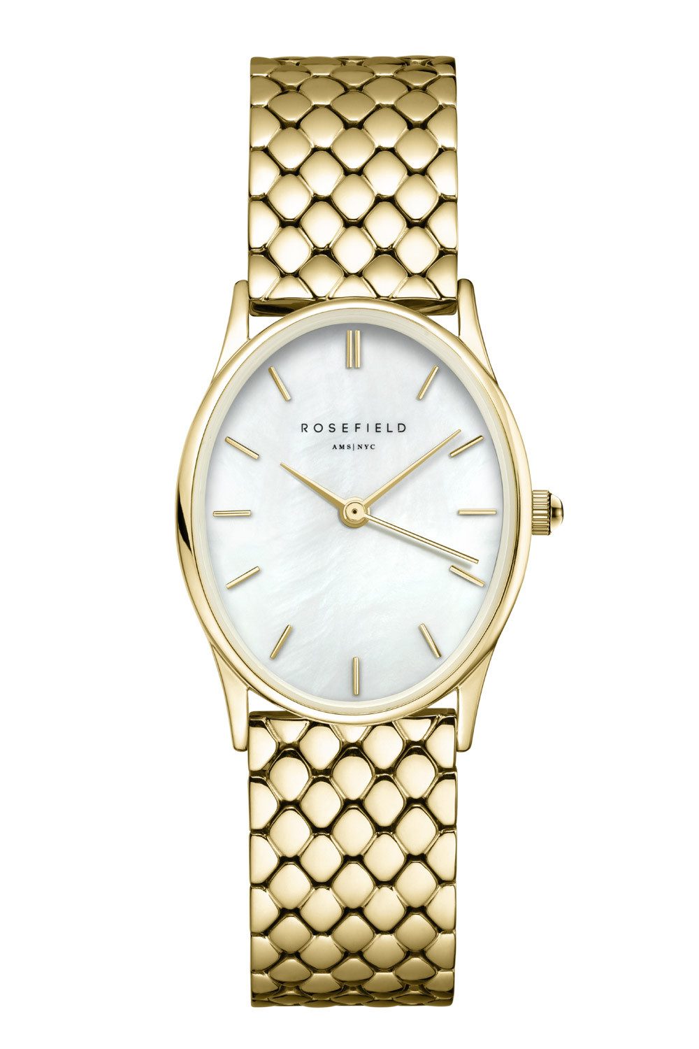 Quarzuhr Oval Goldfarben/Perlmutt