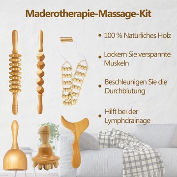 autolock Massageroller Massage Roller aus Holz, 6-tlg.