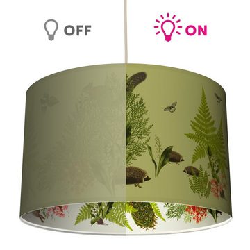 anna wand Pendelleuchte Stofflampenschirm Waldpanorama grün/mehrfarbiger Innendruck, LED wechselbar, warmweiß