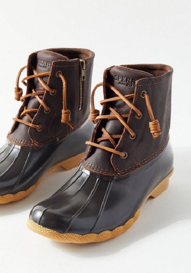 Sperry Stiefel Saltwater TAN gefüttert wasserdicht Schnürung Reißverschluß Schnürstiefelette wasserdicht