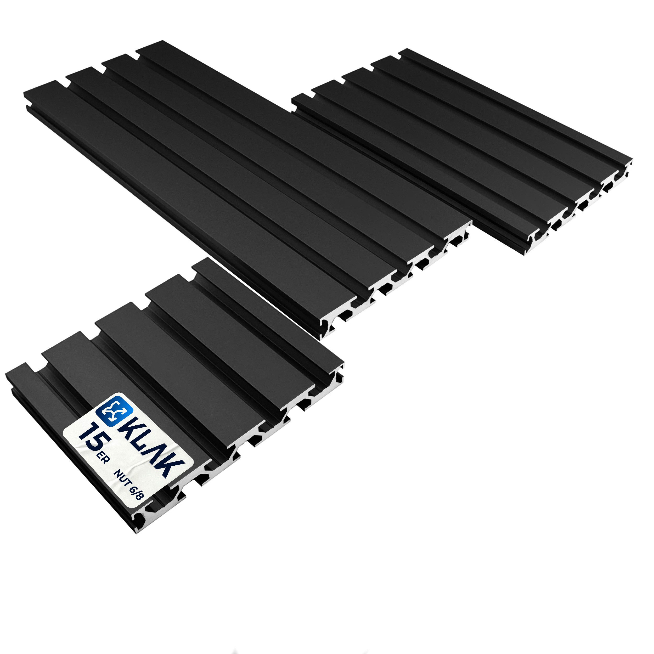 KLAK Profil KLAK 15/120 - Aluprofil 15x120mm Profil Typ I Nut8 10-200cm schwarz (KLAK 15/120)