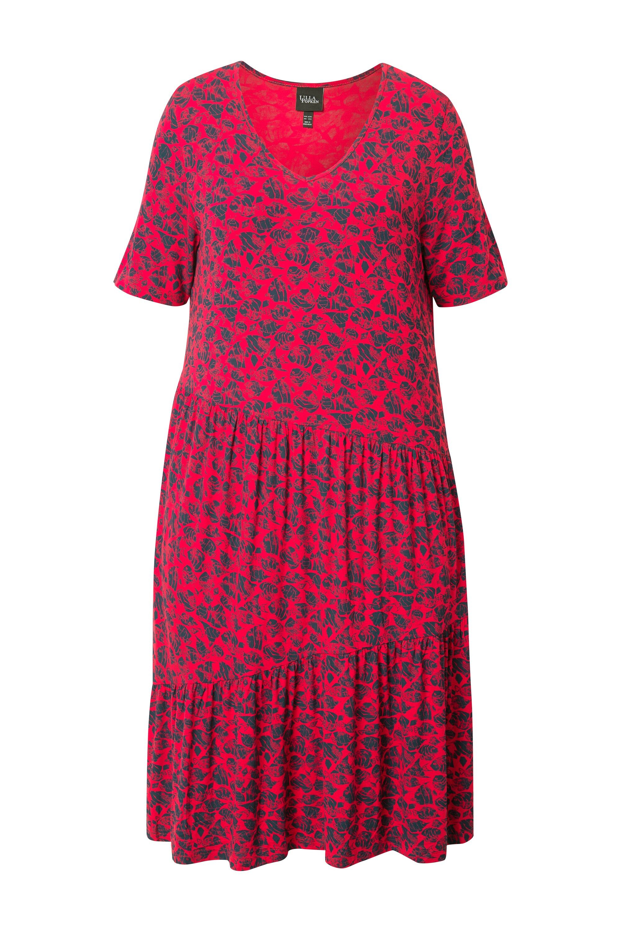 Ulla Popken Midikleid Jerseykleid Volants A-Linie günstig online kaufen