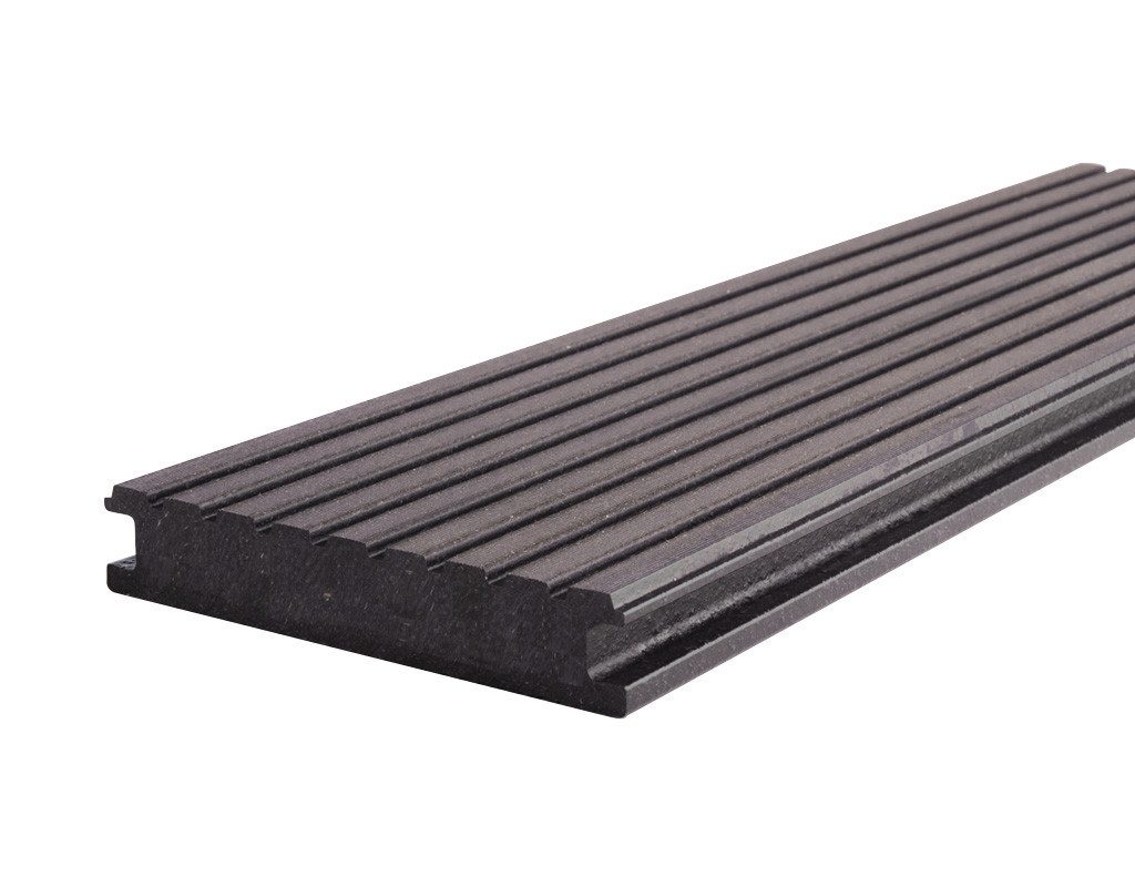 Kovalex Terrassendielen Terrassendiele WPC graubraun gebürstet Massivprofil, BxL: je 14.5x400 cm, 26 mm Stärke