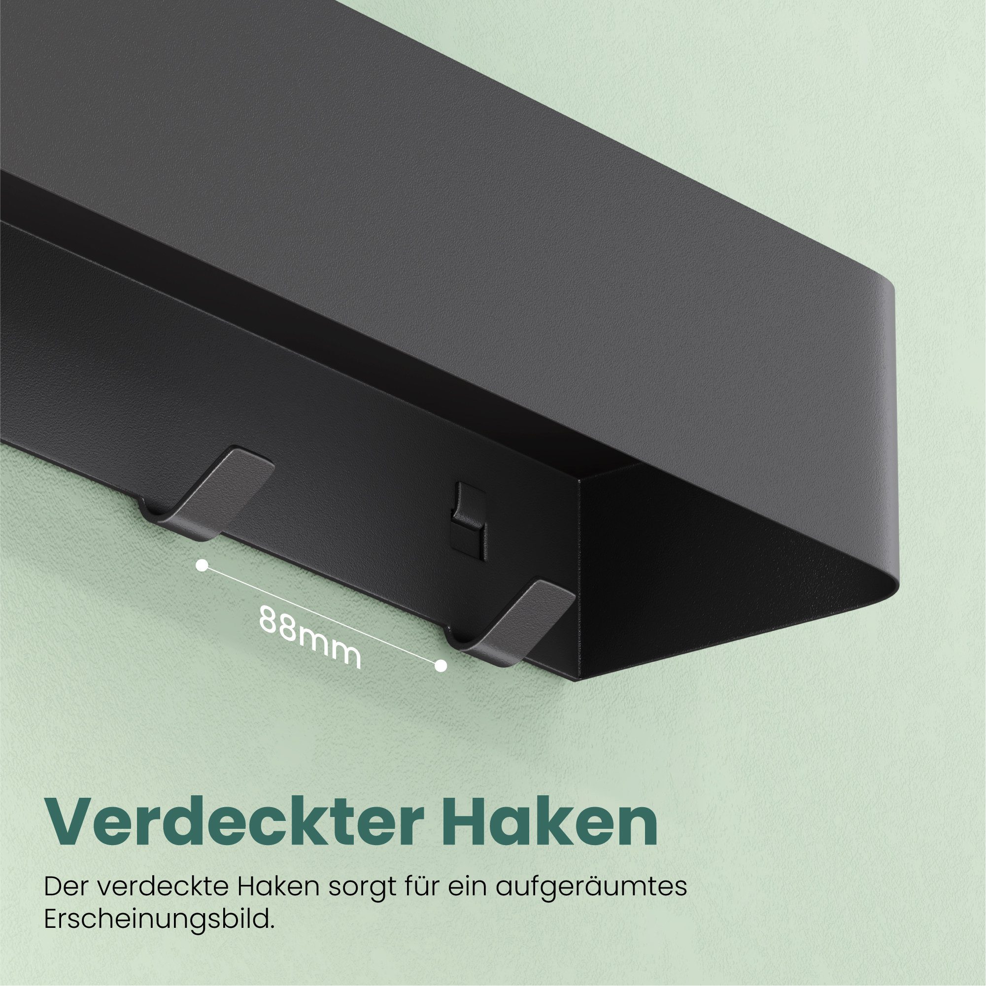 Mai & Mai Wandgarderobe Garderobenleiste mit Ablage zur Wandmontage multifunktional Reglo-05, Pulverbeschichtung, abgerundete Kanten, Abnehmbares Design