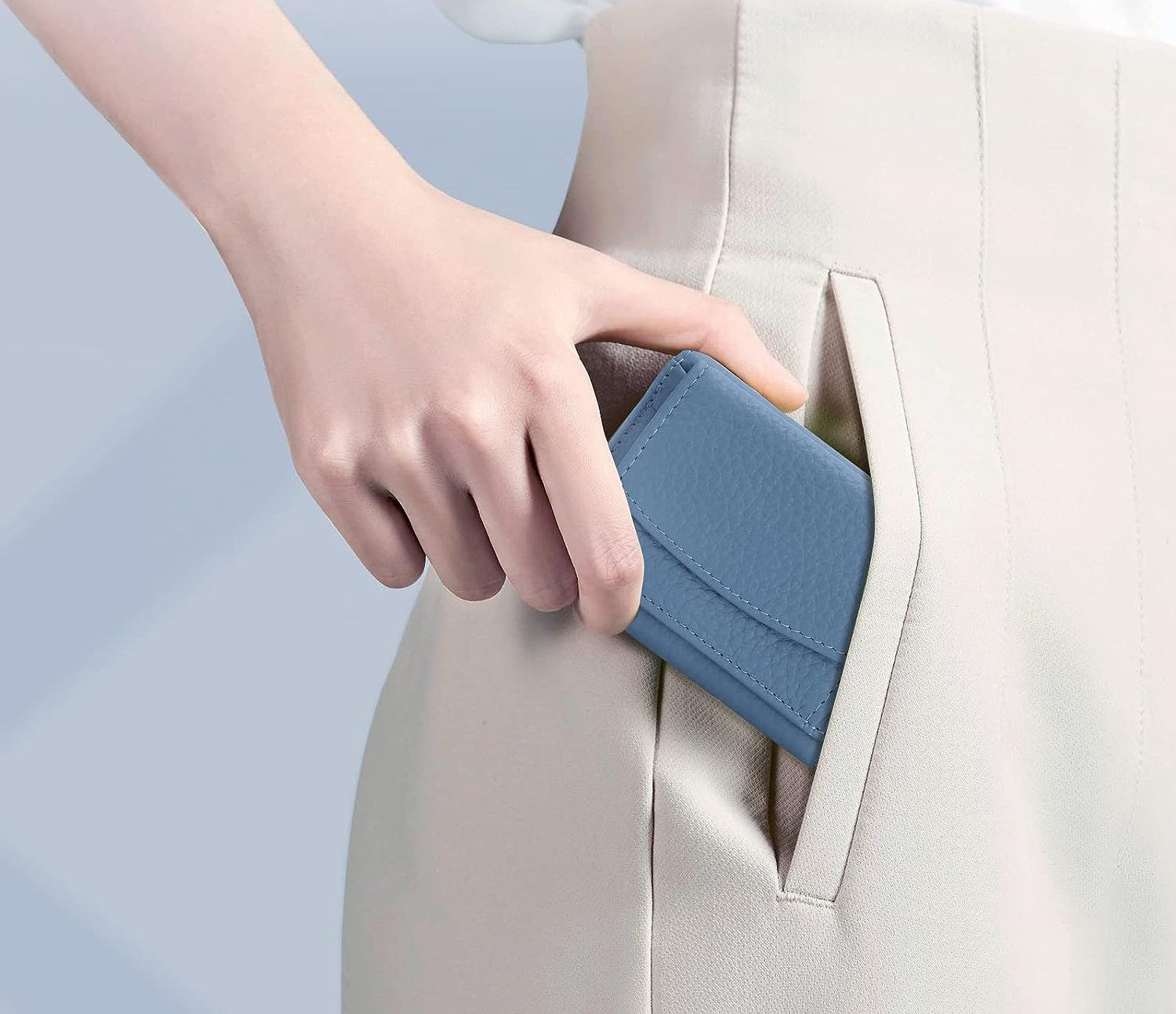 Zaewry Mini Geldbörse Schlichte kleine Geldbörse aus Leder für Frauen (1-tlg), mit Kartenschlitz, RFID-Diebstahlschutzbürste, 10 x 7 x 3cm – Bild 5 von 5