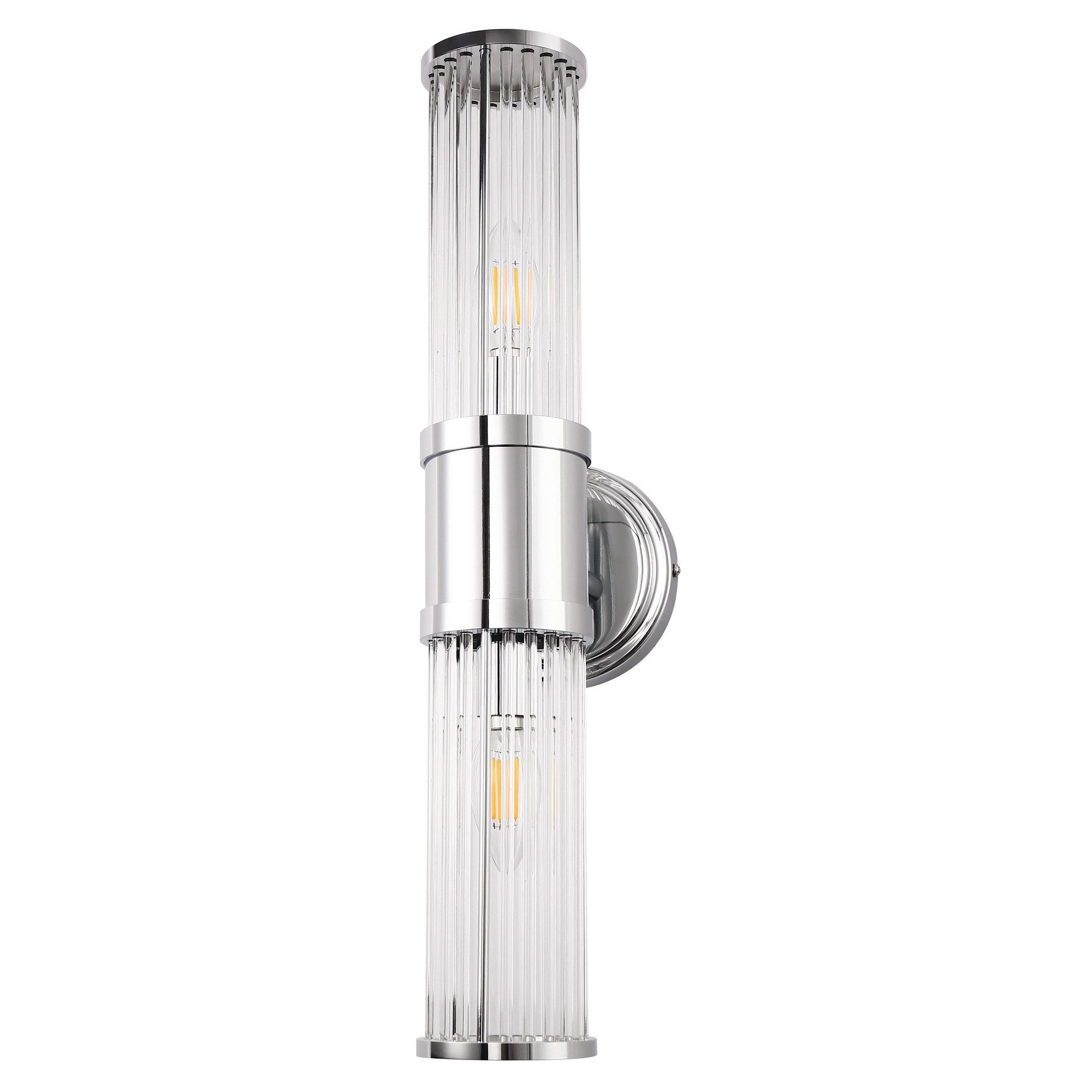 LOHAS-LED Wandleuchte Zweiflammige Wandleuchte mit geriffeltem Glas, ohne Leuchtmittel, Moderne Wandlampe mit zwei E14-Fassungen